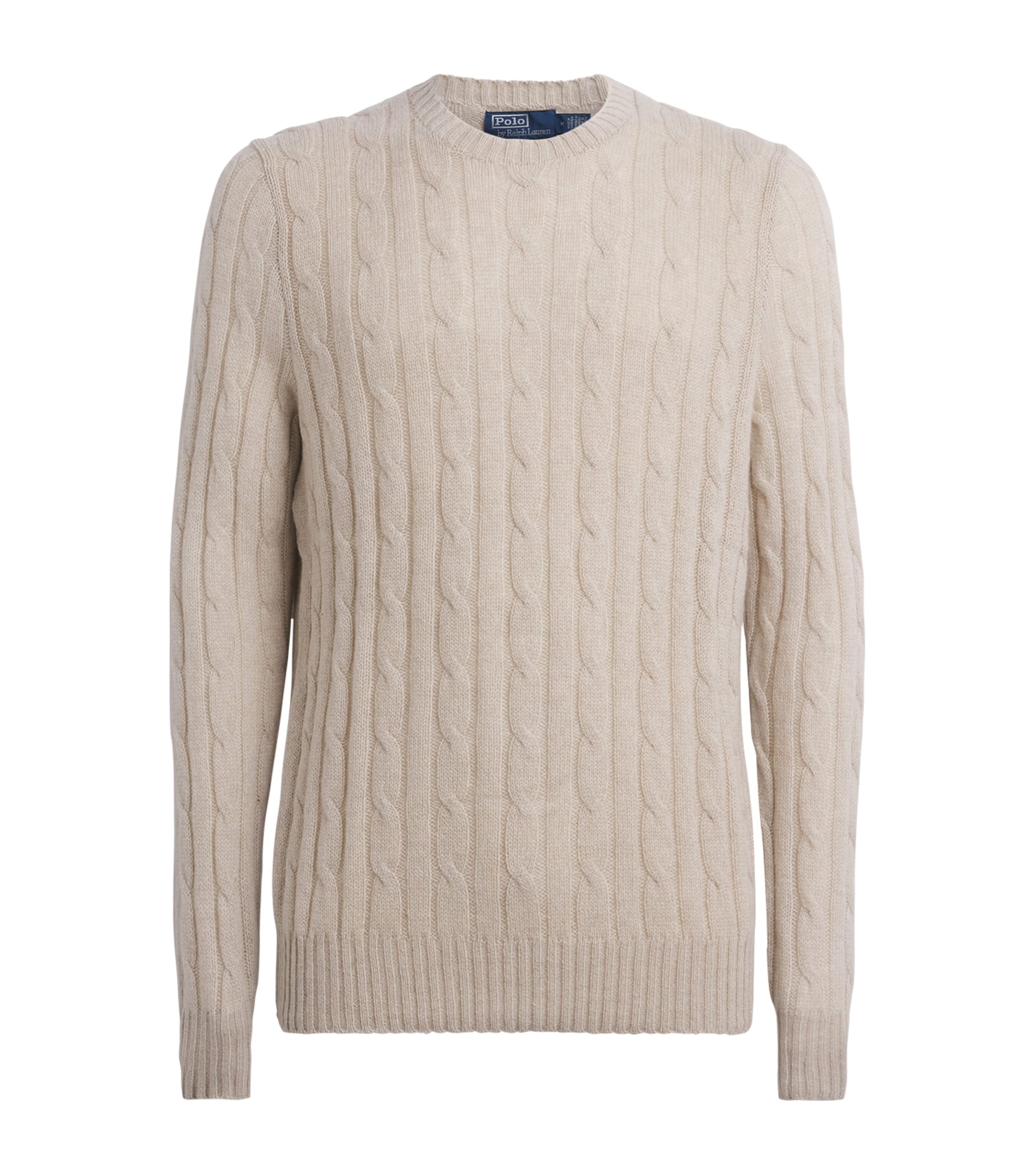 Polo Ralph Lauren Mens Cashmere Cable-Knit Sweater Light Wlnut Brn Hthr Image 1