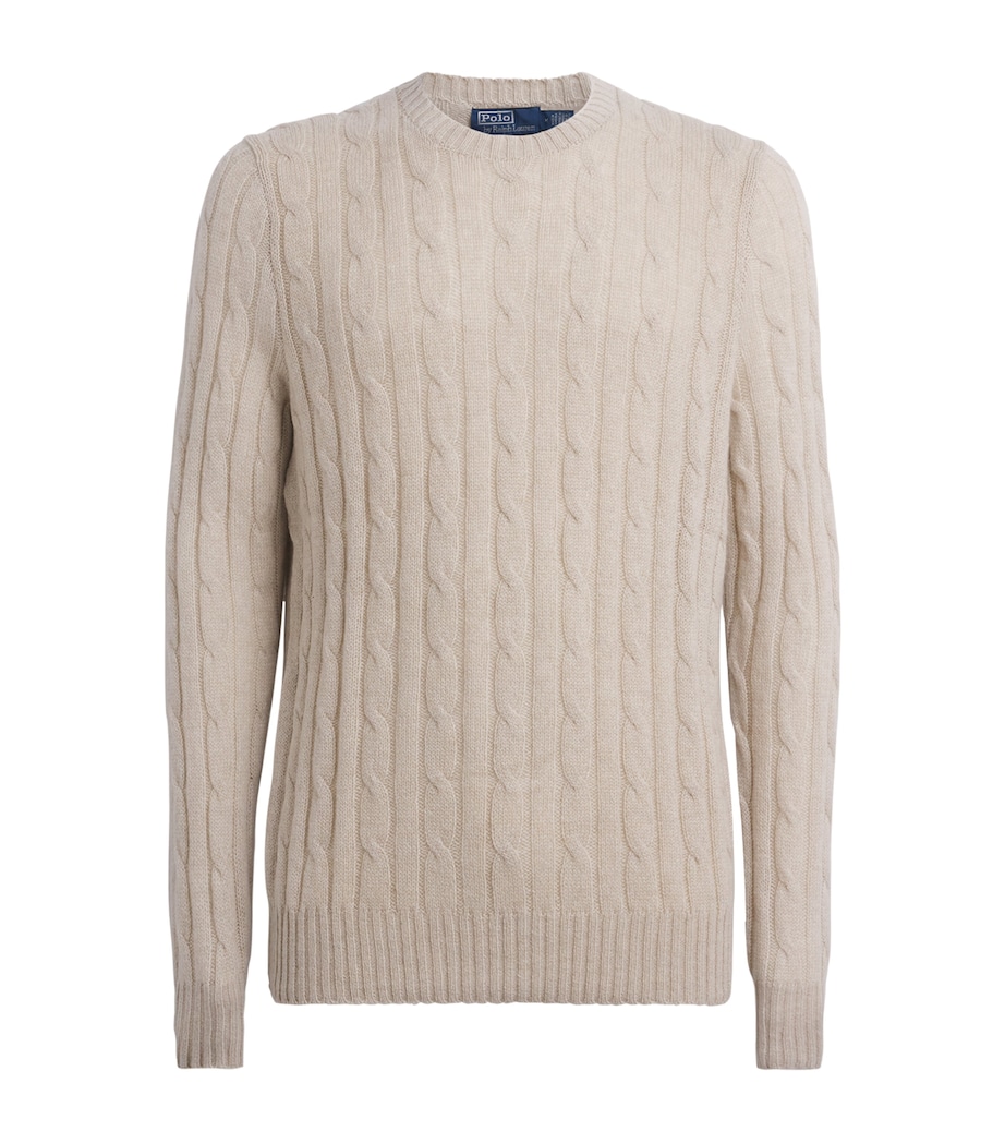 Polo Ralph Lauren Mens Cashmere Cable-Knit Sweater Light Wlnut Brn Hthr Image 1