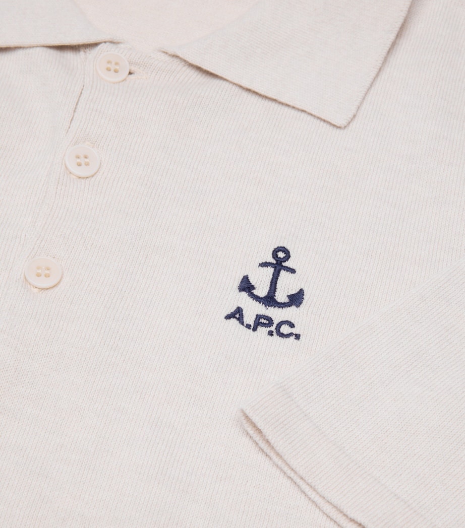 Cotton Anchor Logo Polo Shirt PAA HEATHERED ECRU Image 2