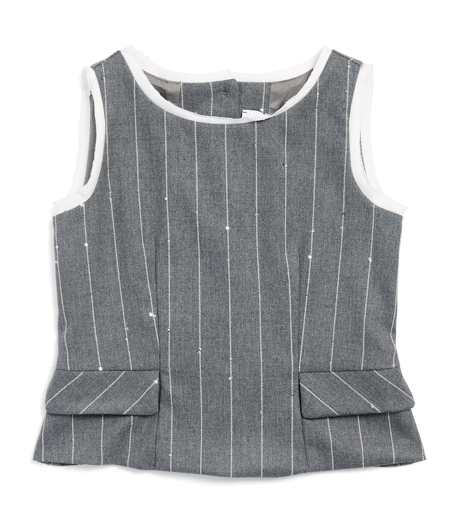 Monnalisa Pinstripe Levantina Sleeveless Top (4-12 Years) Grigio Medio Image 1