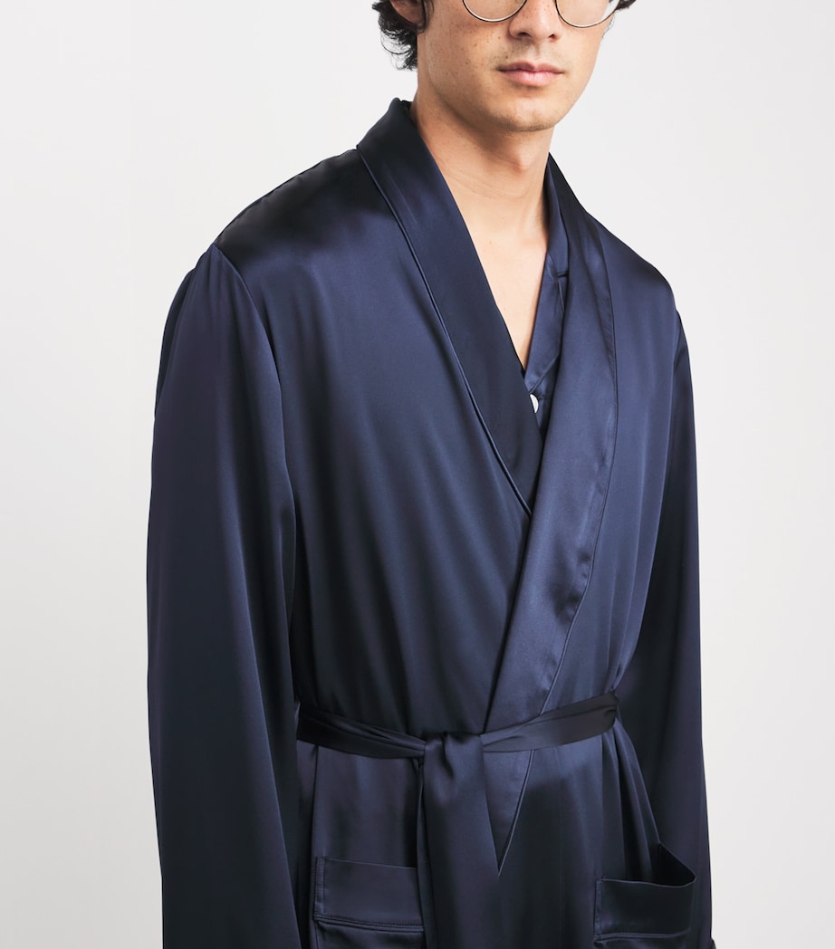 Silk Night Robe NAVY Image 4