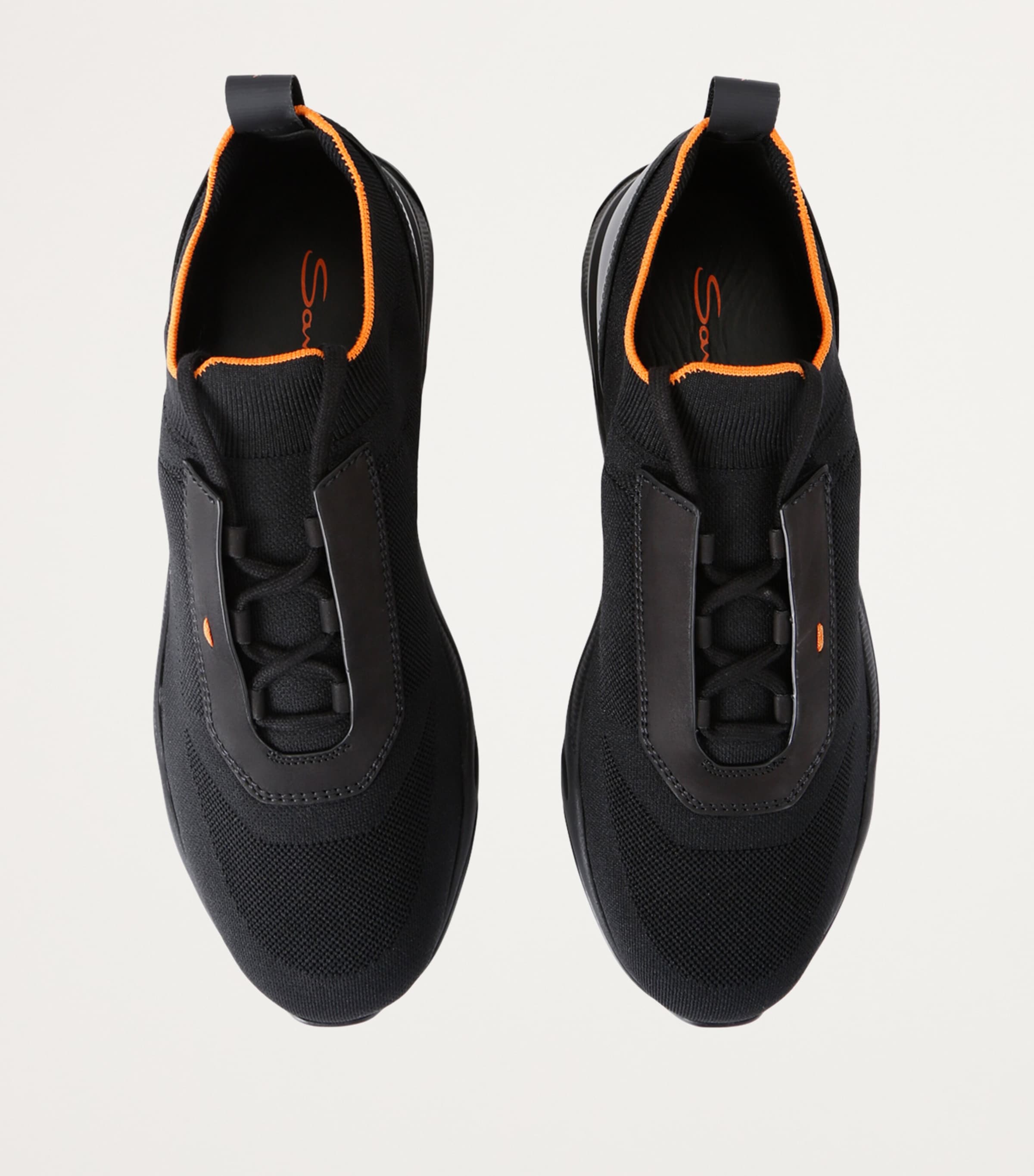 Santoni Mens Technical-Knit Runner Sneakers Black Image 4