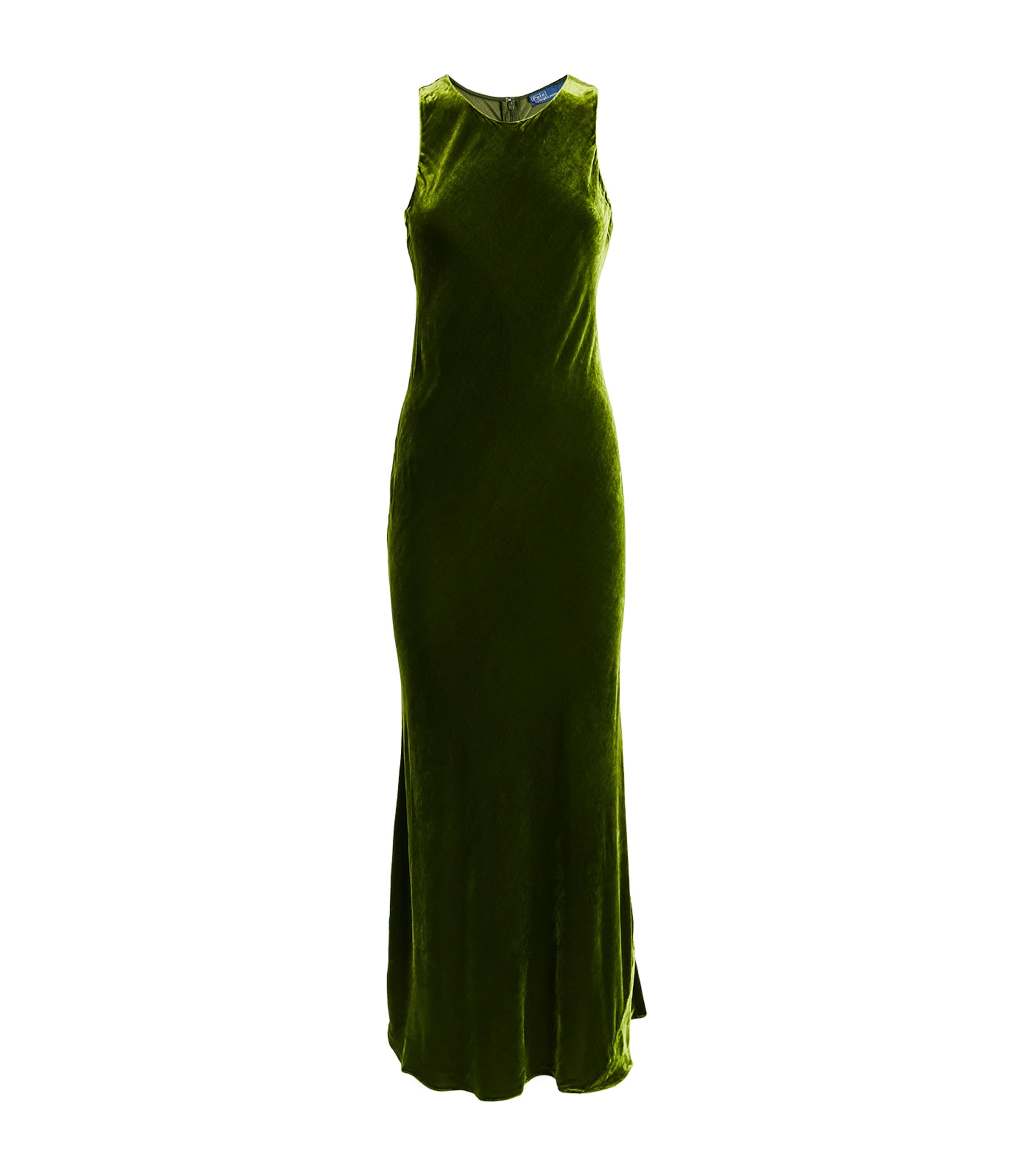 Polo Ralph Lauren Velvet Sleeveless Maxi Dress In Green