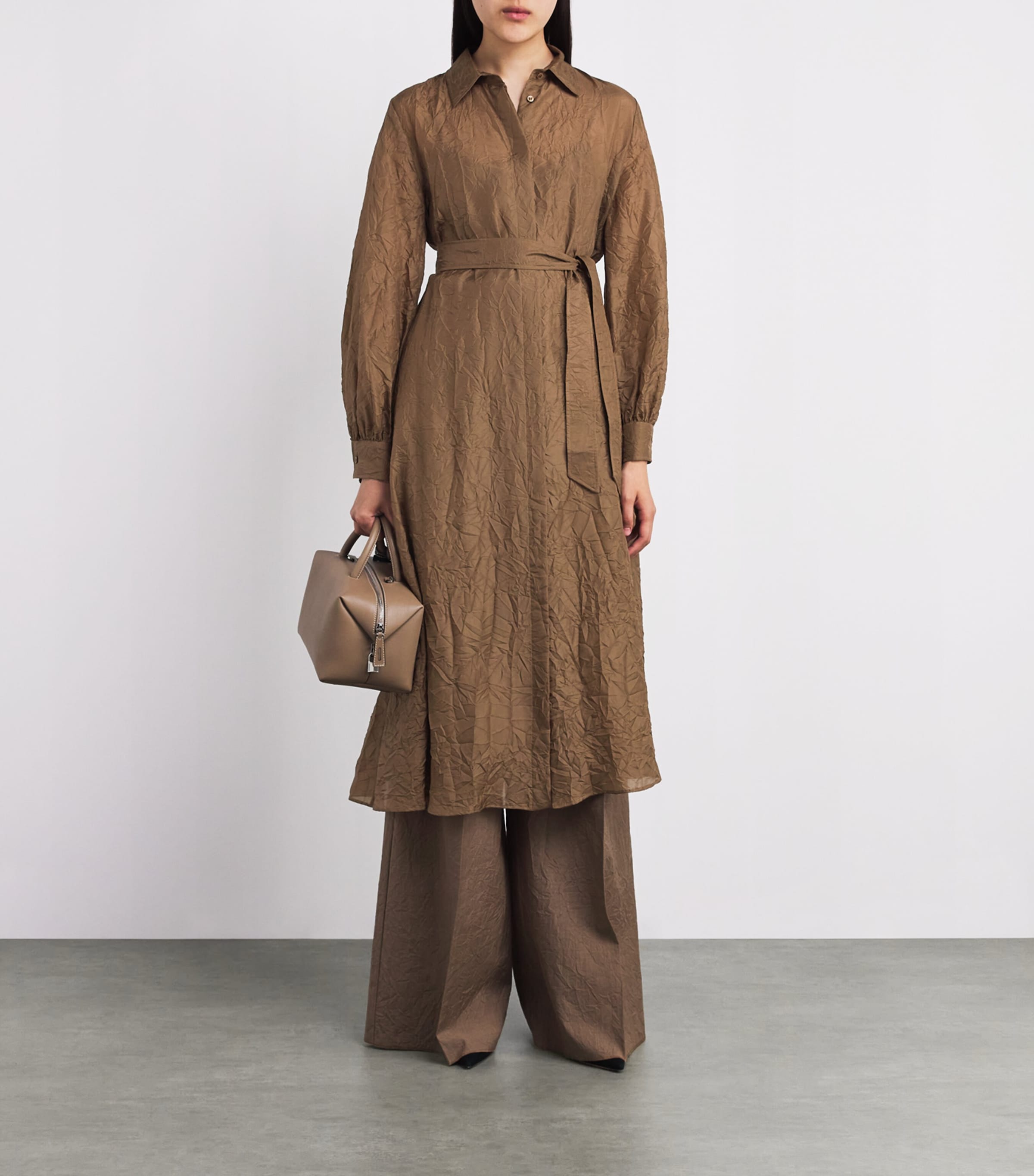 Silk Maxi Shirt Dress HAZELNUT BROWN Image 2