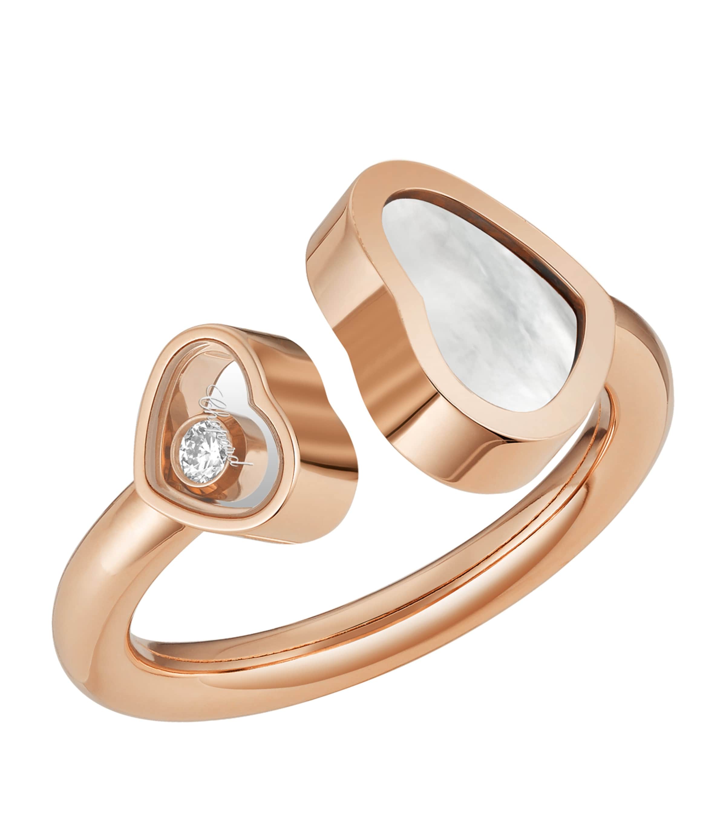 Chopard Rose Gold And Diamond Happy Hearts Ring In Rose Gold