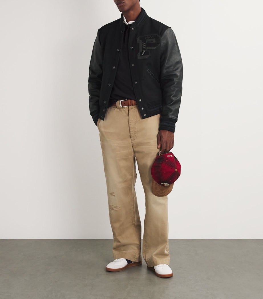 Wool-Blend Appliqué Bomber Jacket BLACK Image 2