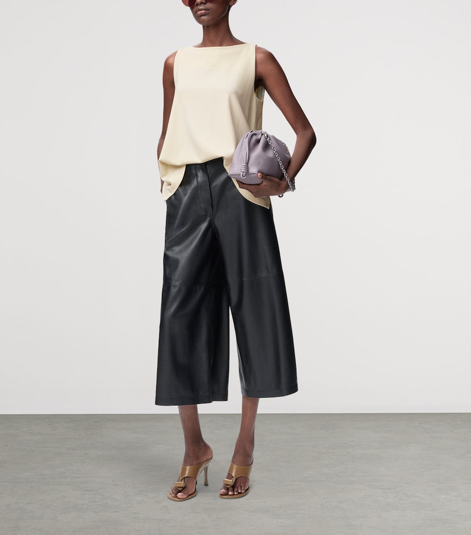 Nappa Lambskin Cropped Trousers BLACK Image 2