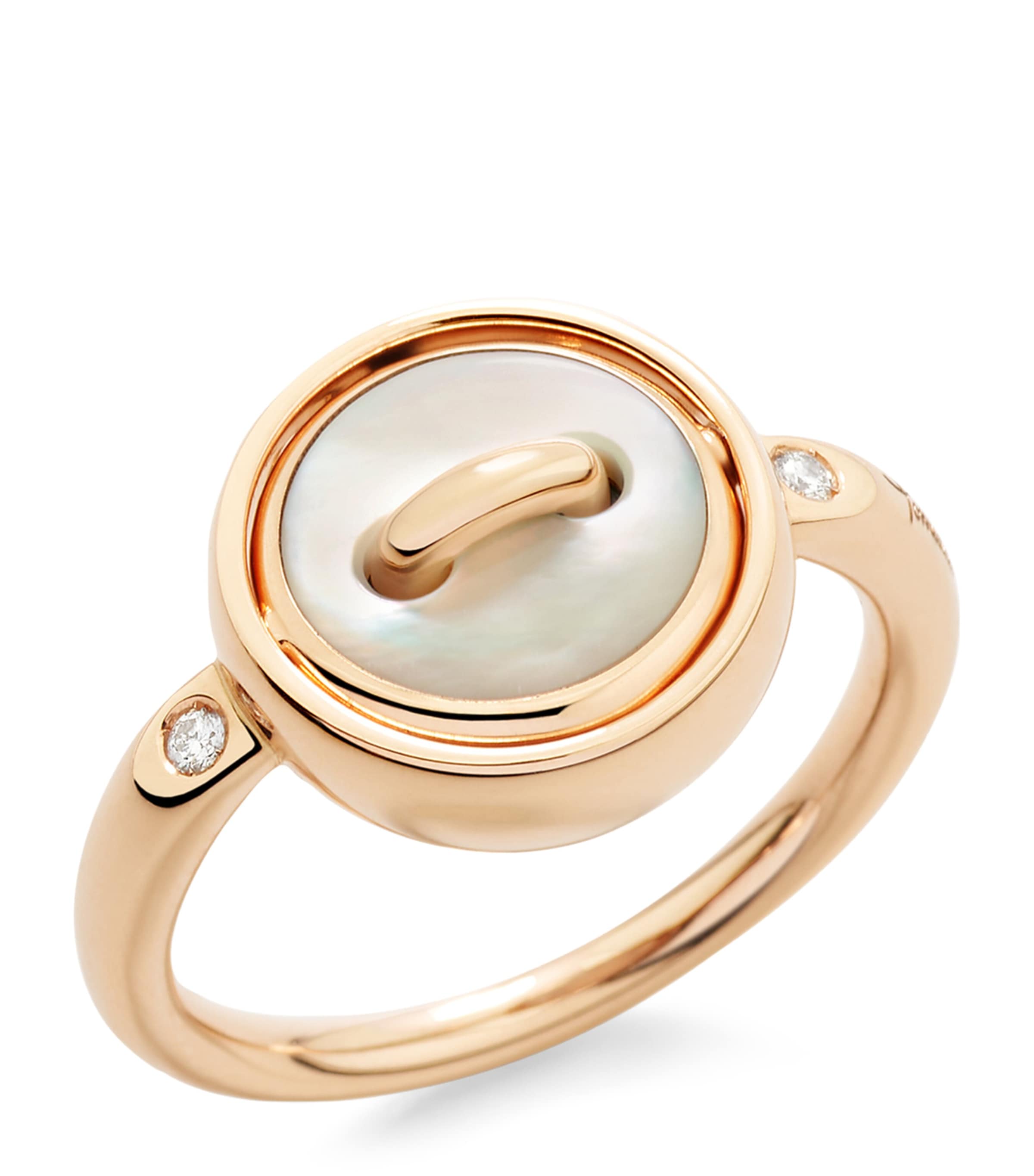 Pomellato Rose Gold, Diamond, Malachite And Mother-of-pearl Pom Pom Dot Ring In Rose Gold