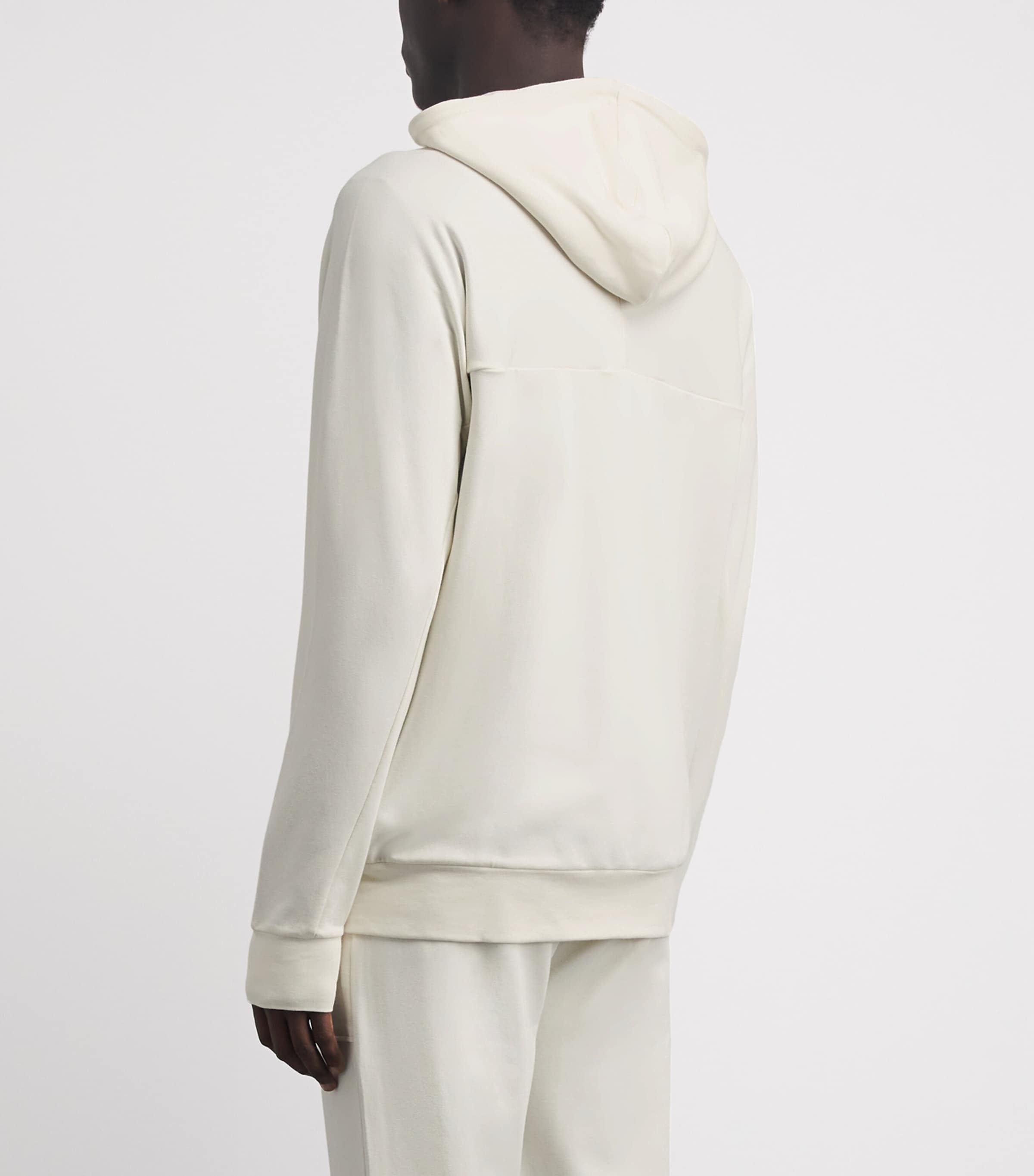 Zimmerli Mens Modal-Cotton Summer Lounge Hoodie Sea Salt Image 5