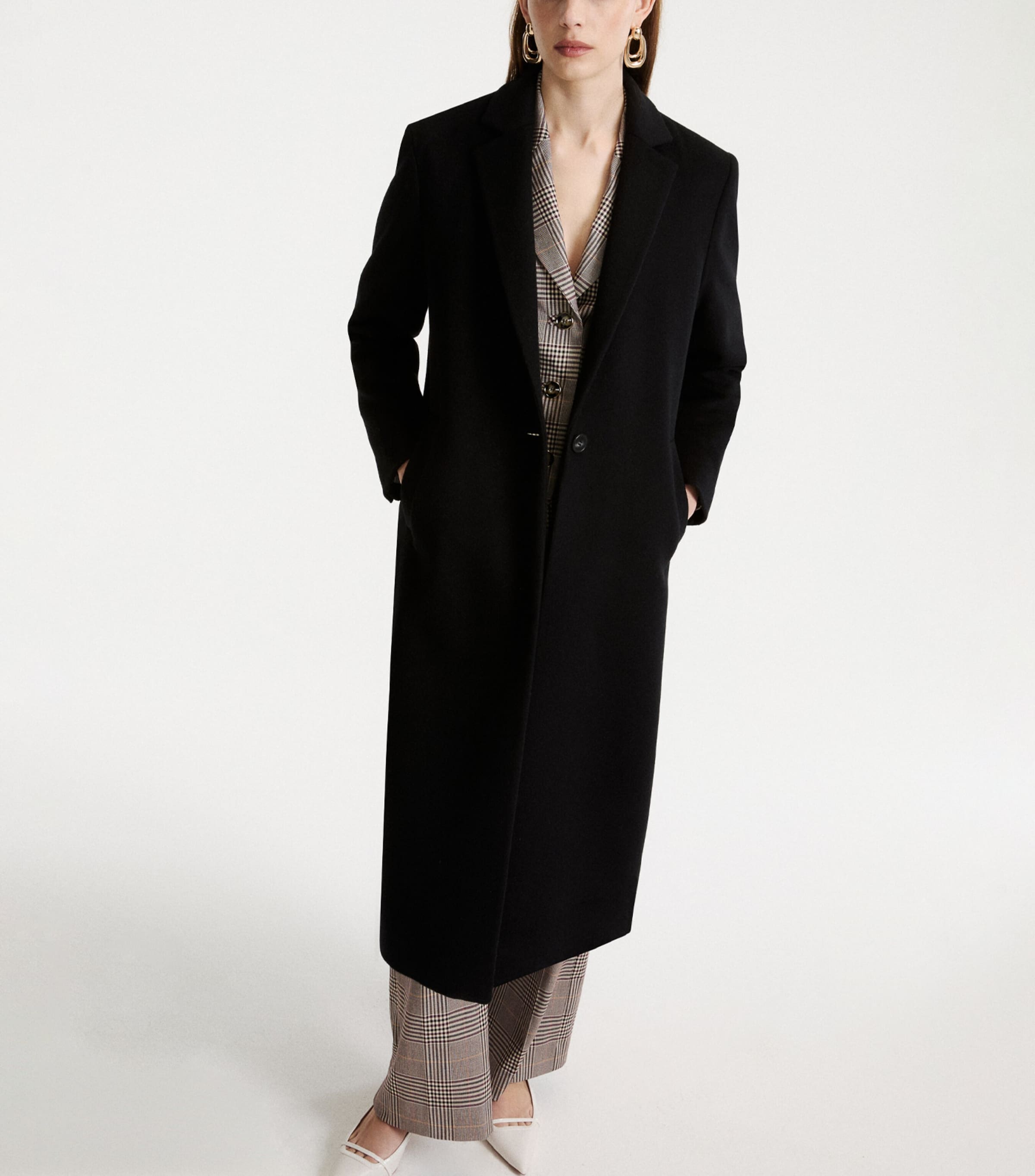 Marella Womens Virgin Wool-Cashmere Coat Black Image 4