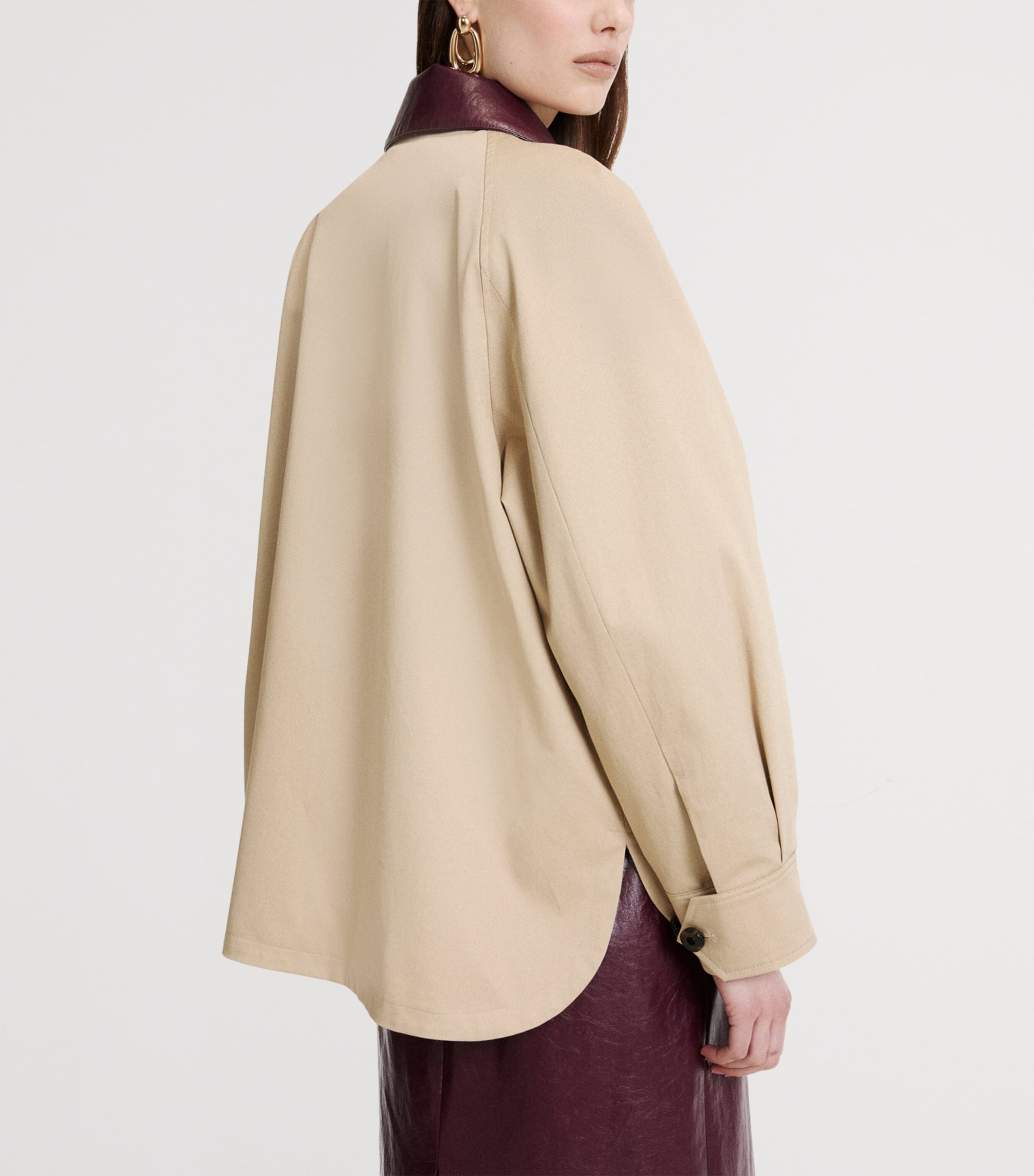 Marella Womens Accent-Collar Trench Coat Beige Image 3