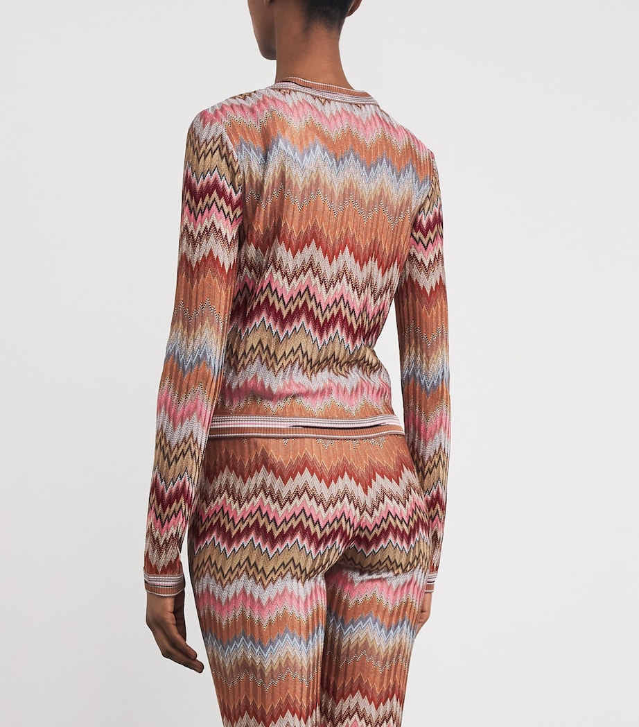 Snake Chevron Cardigan SM9Y1 PINK/RUST TONE Image 4