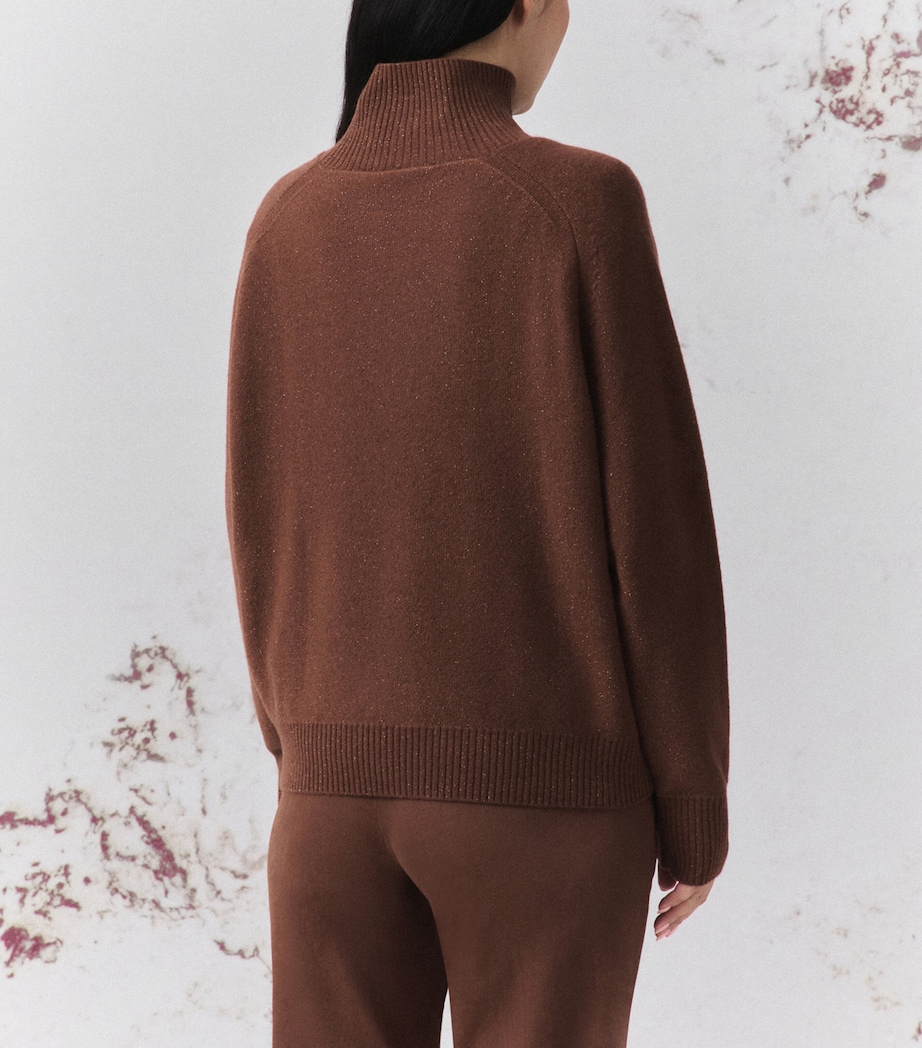 Marella Womens Wool-Cashmere Sequinned Sweater Caramel Image 3