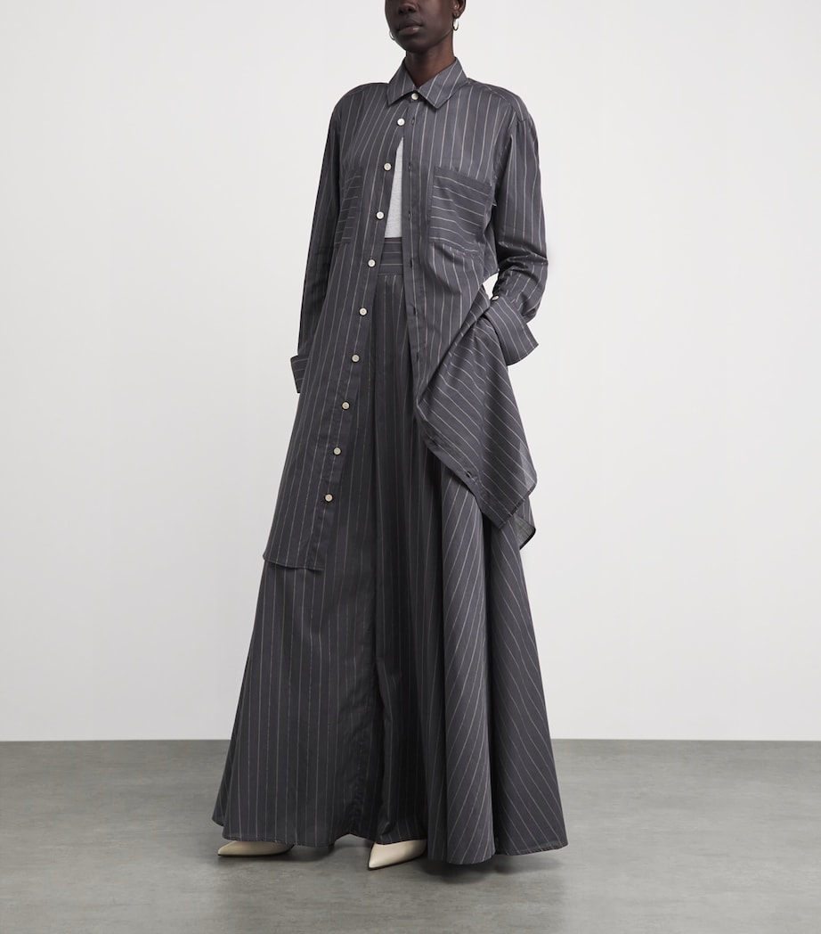 Palmer//Harding Womens Stretch-Cotton Stripe Lumen Trousers Grey Cotton Voile Image 2