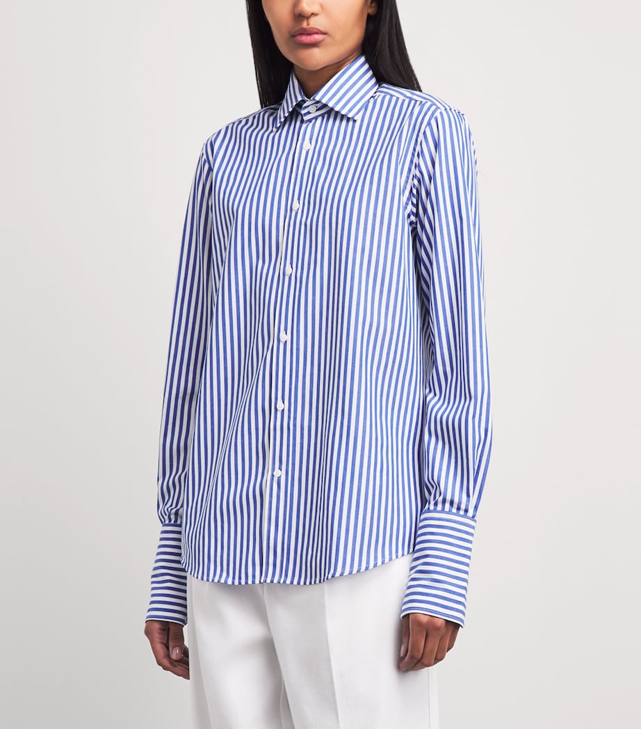 With Nothing Underneath Womens Organic Cotton The Boyfriend Shirt Royal Blue Stripe Image 4