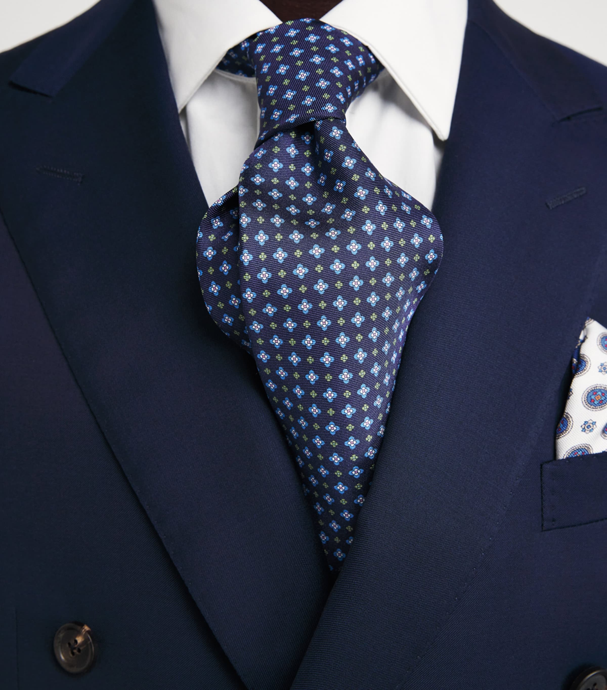 Silk Floral Tie NAVY BLUE Image 2