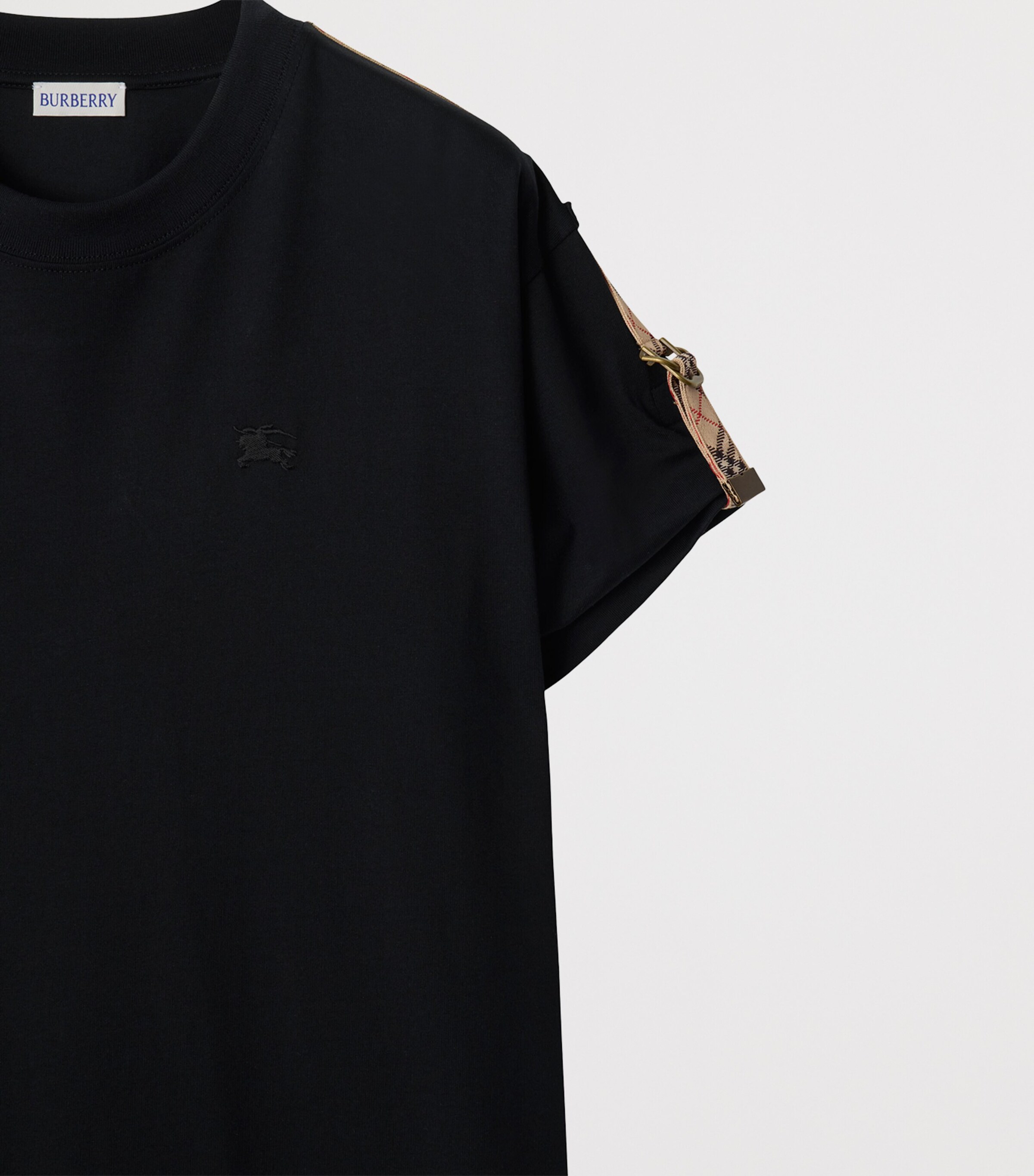 Cotton Check-Trim Mini Dress BLACK Image 4