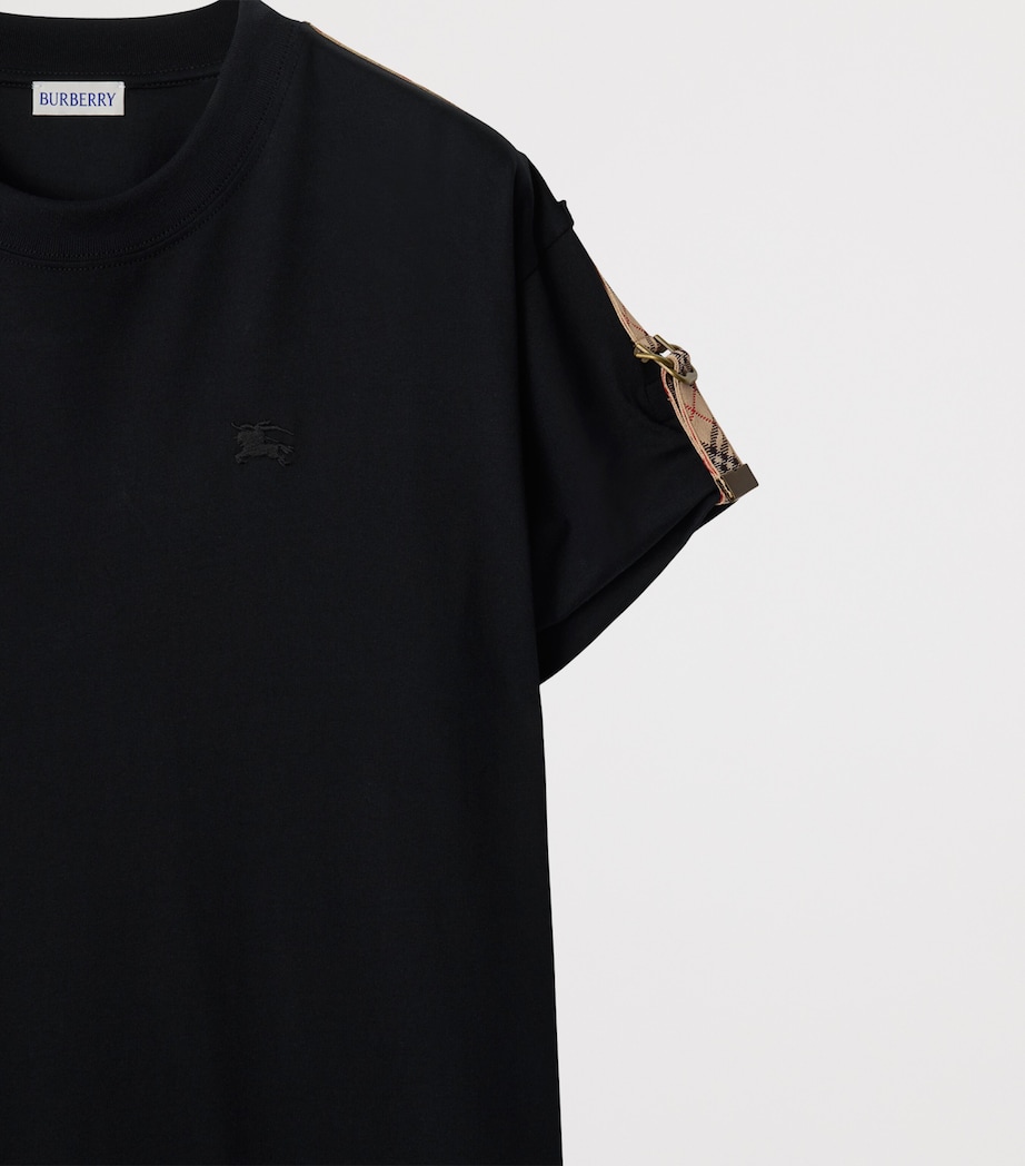 Cotton Check-Trim Mini Dress BLACK Image 4