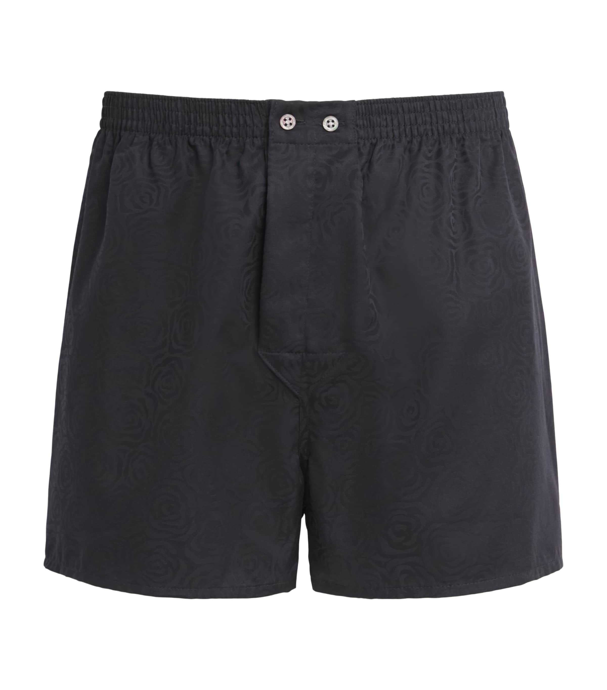 Derek Rose Mens Cotton Jacquard Boxer Shorts Bla Image 1