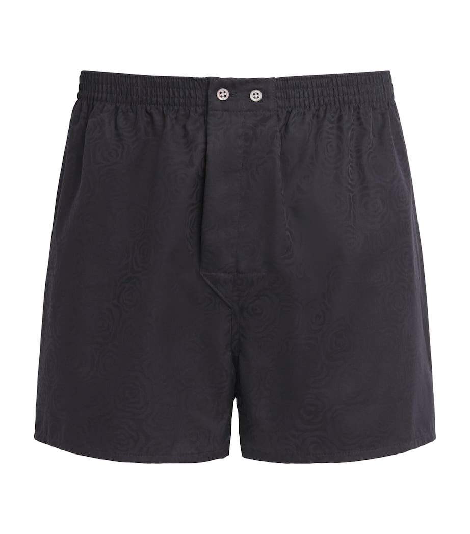 Derek Rose Mens Cotton Jacquard Boxer Shorts Bla Image 1