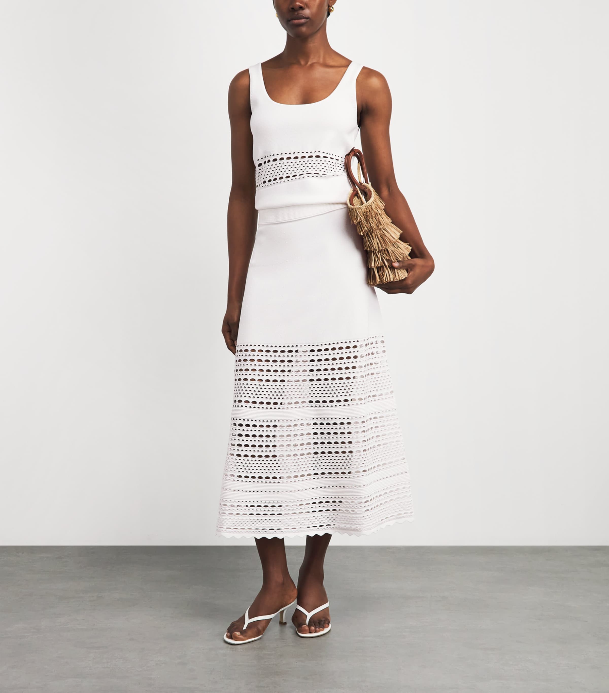 Simkhai Womens Open-Stitch Westly Midi Skirt Ivory Image 2