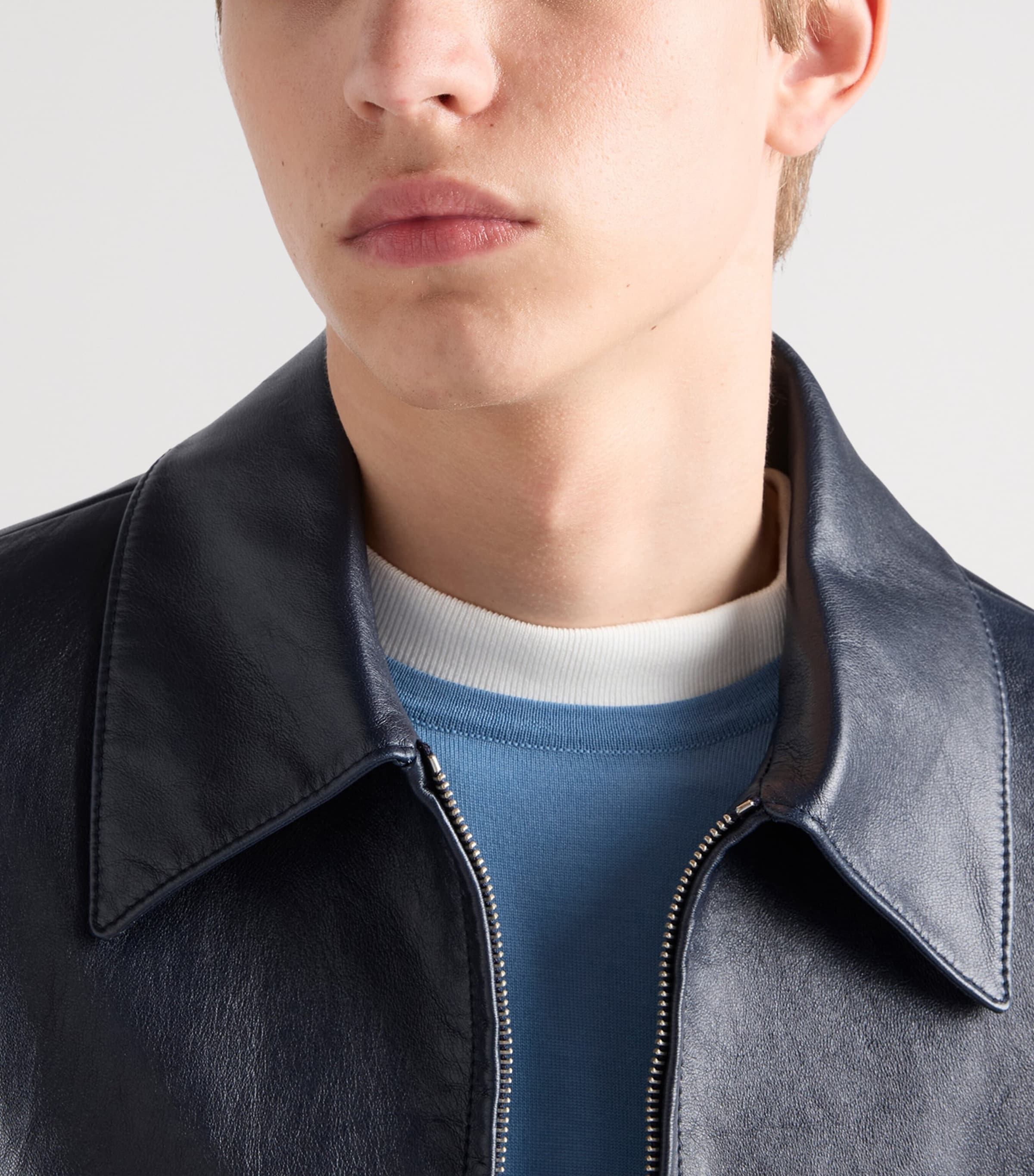 Prada Mens Wool Logo Sweater Blue Image 4