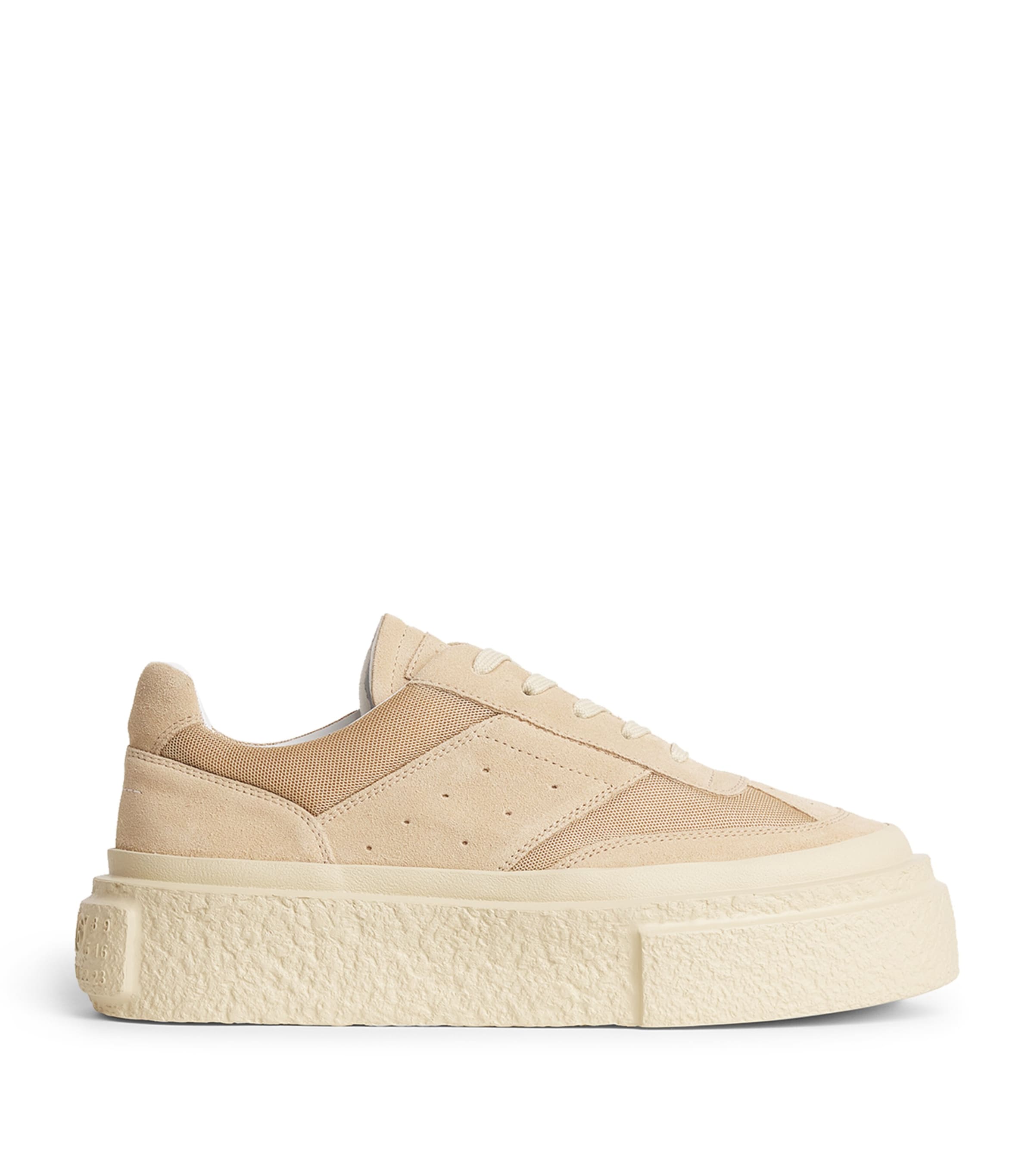 Shop Mm6 Maison Margiela Leather Chunky Court Sneakers In Beige