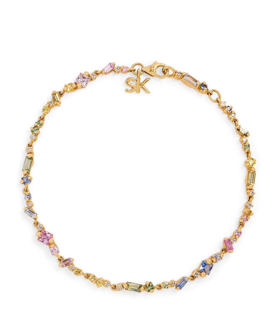 Yellow Gold, White Diamond and Pastel Sapphire La Fantaisie Bracelet 18K YG/PS Image 1