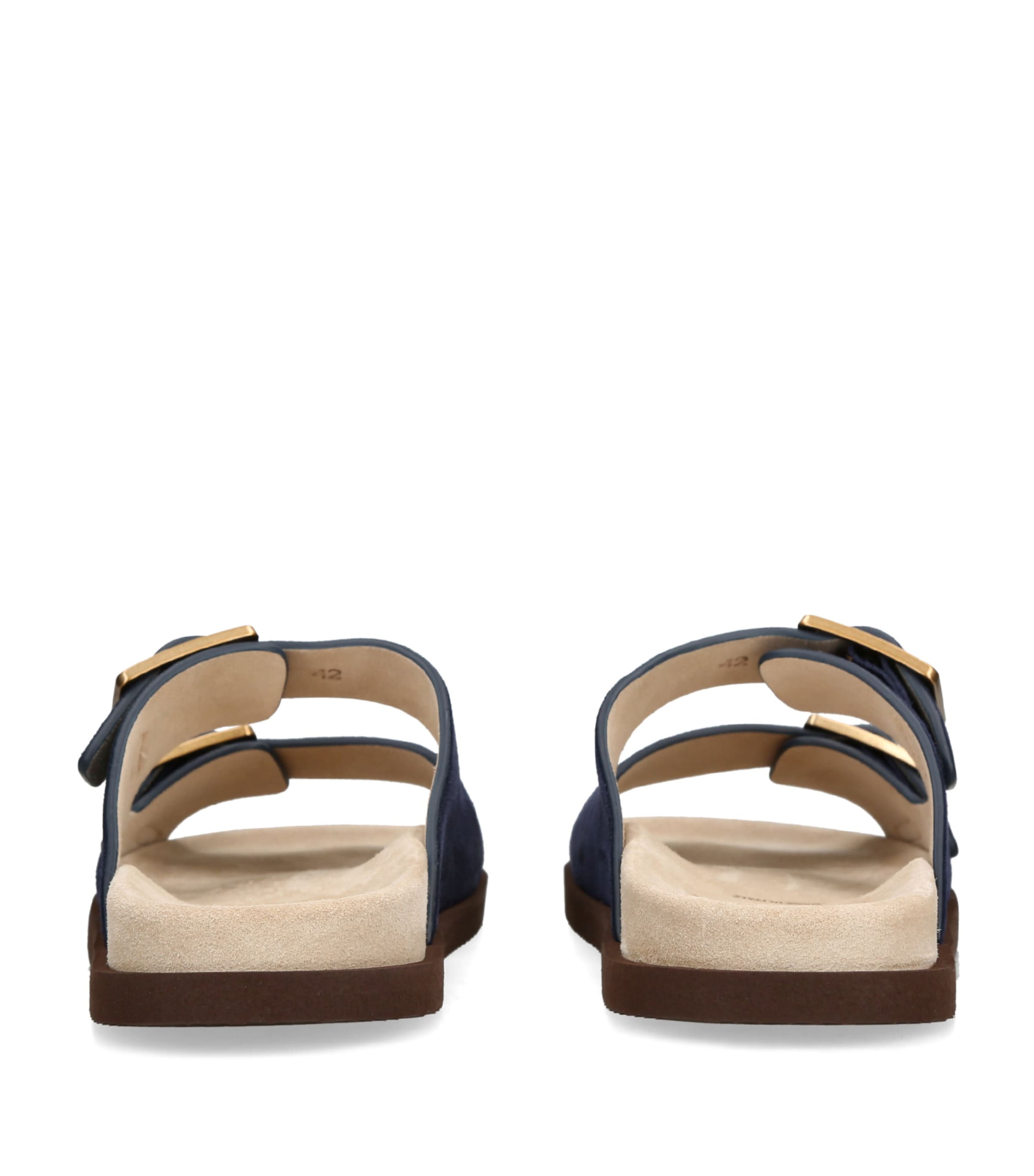 Brunello Cucinelli Suede Buckle-Detail Sandals Navy Image 2