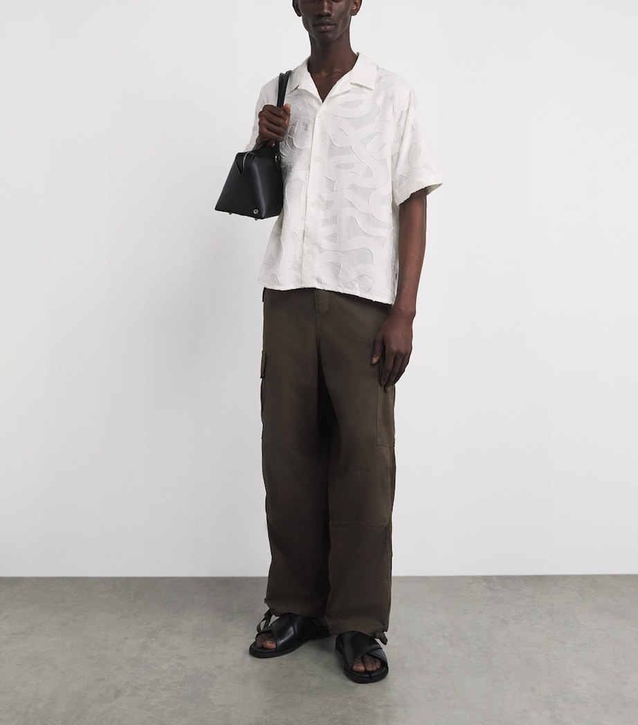Wax London Mens Jacquard Curzon Shirt Ecru Image 2