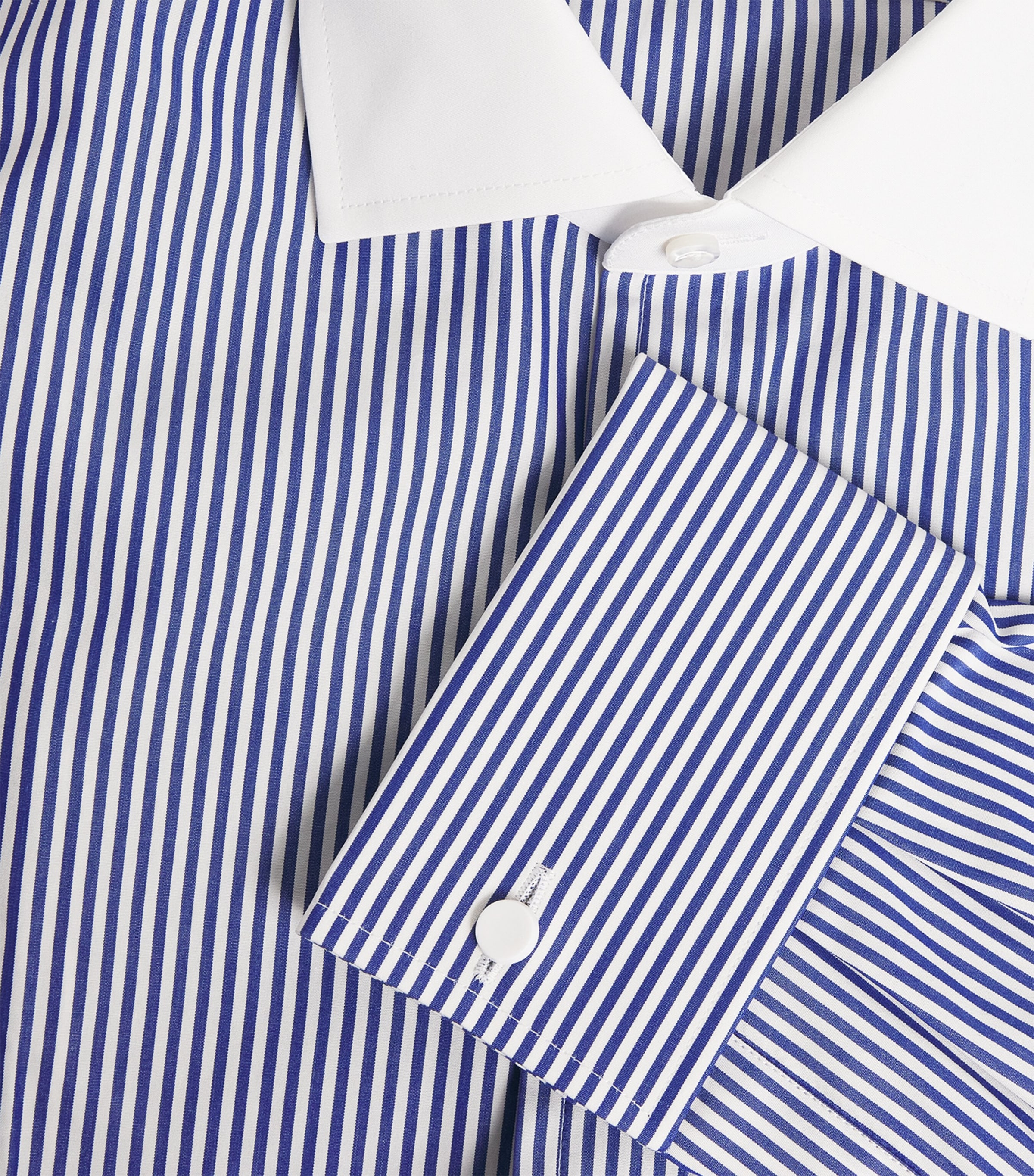 Cotton Bengal-Stripe Dress Shirt BLUE AND WHITE Image 5