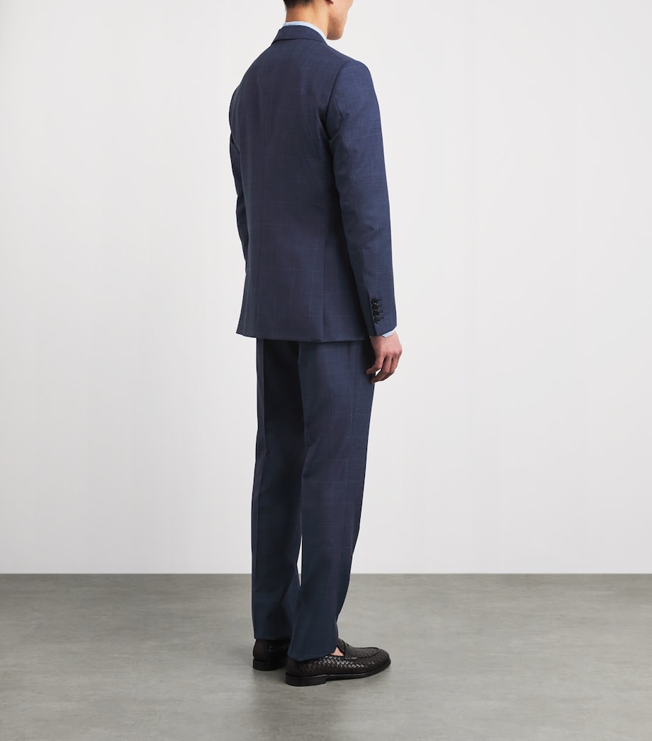 Pal Zileri Mens Wool Check Vicenza 2-Piece Suit Blue Image 4