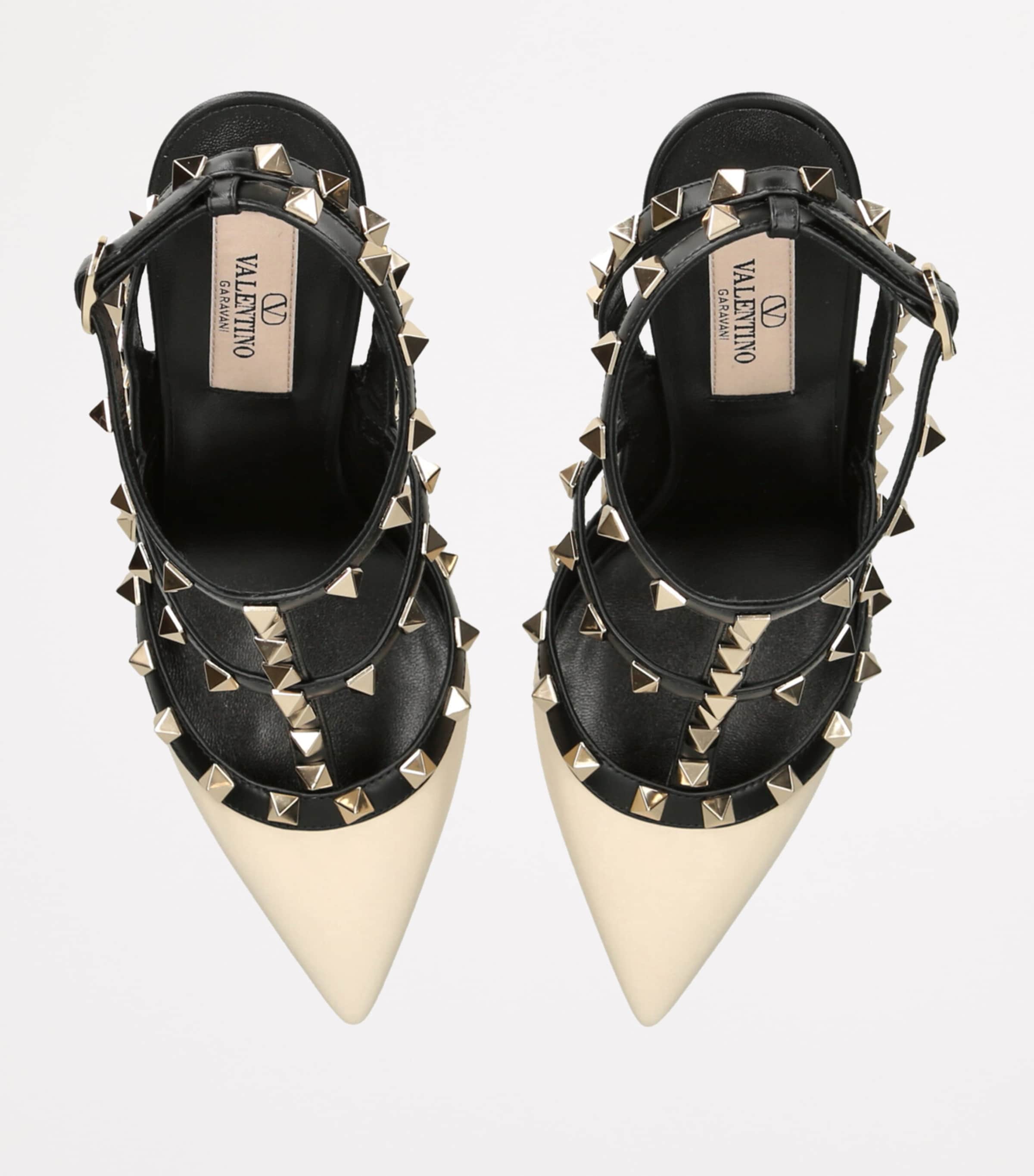 Leather Rockstud Heels 100 BEIGE COMB Image 4