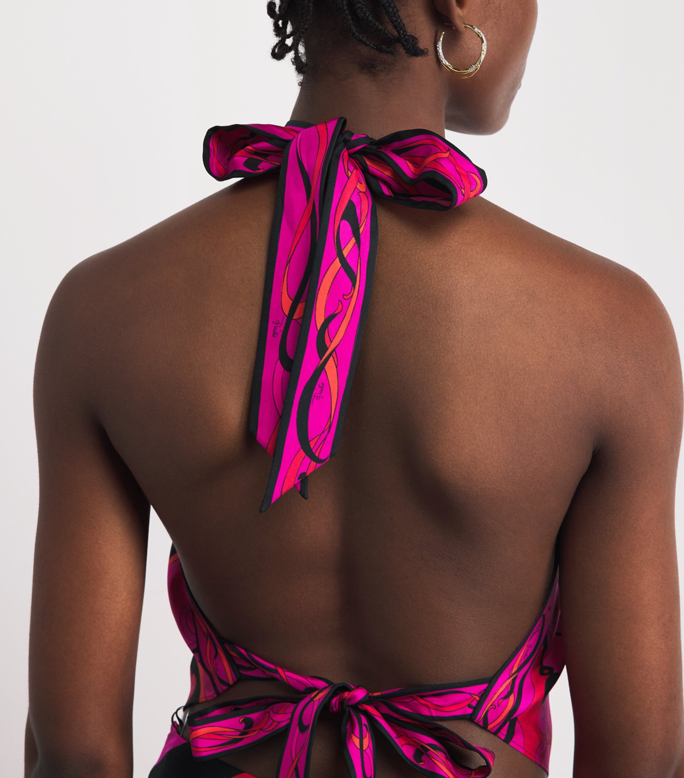 PUCCI Womens Silk Printed Halterneck Top Image 3