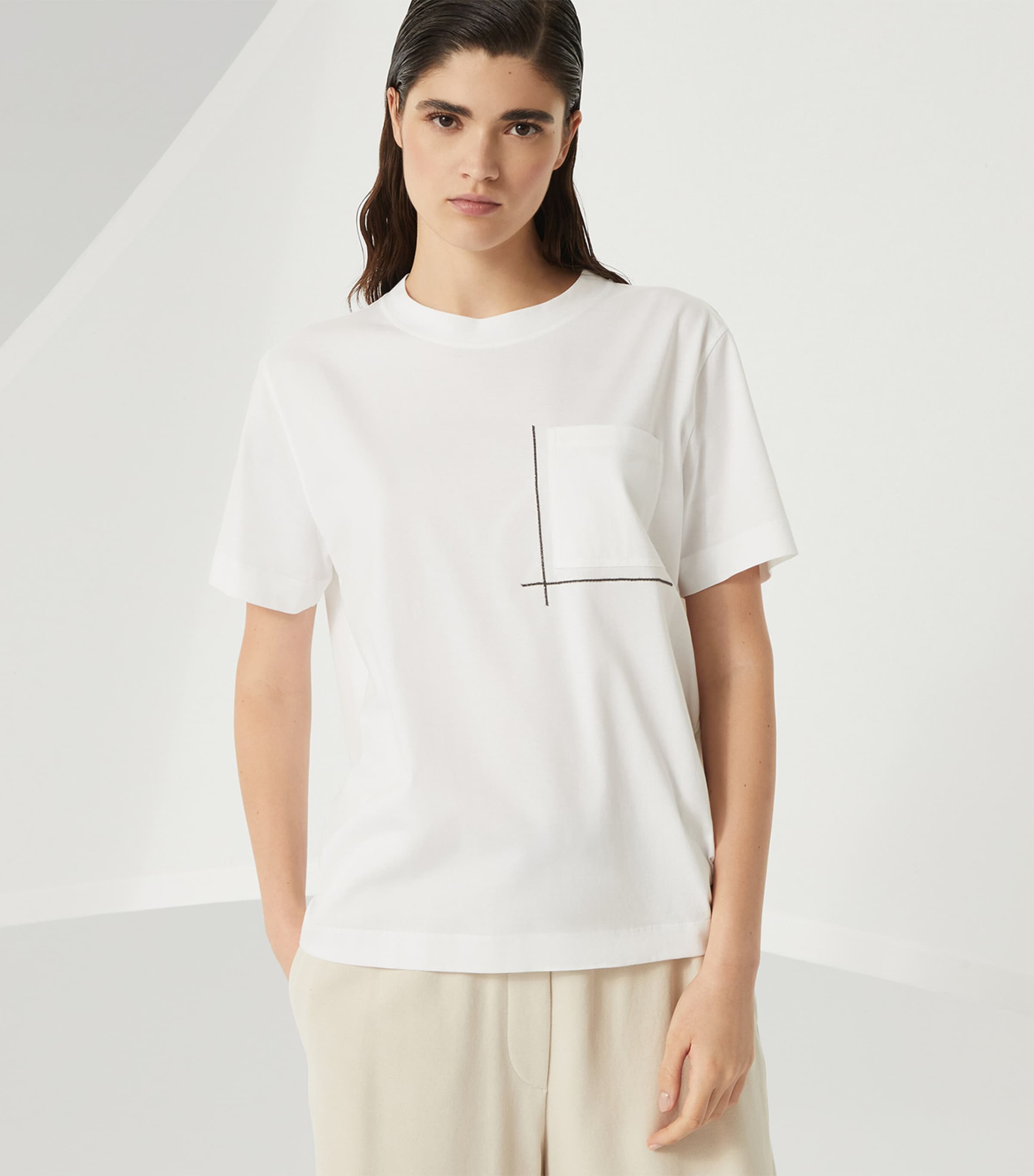 Tシャツ・カットソー BRUNELLO CUCINELLI MONILI-DETAILED COTTON T-SHIRT Brunello Cucinelli Monili Cotton T-Shirt | Sendegaro CN