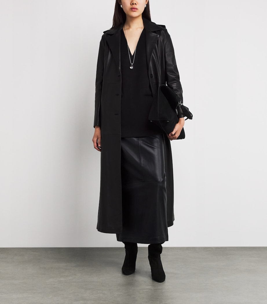 Column Leather Maxi Skirt BLACK Image 2