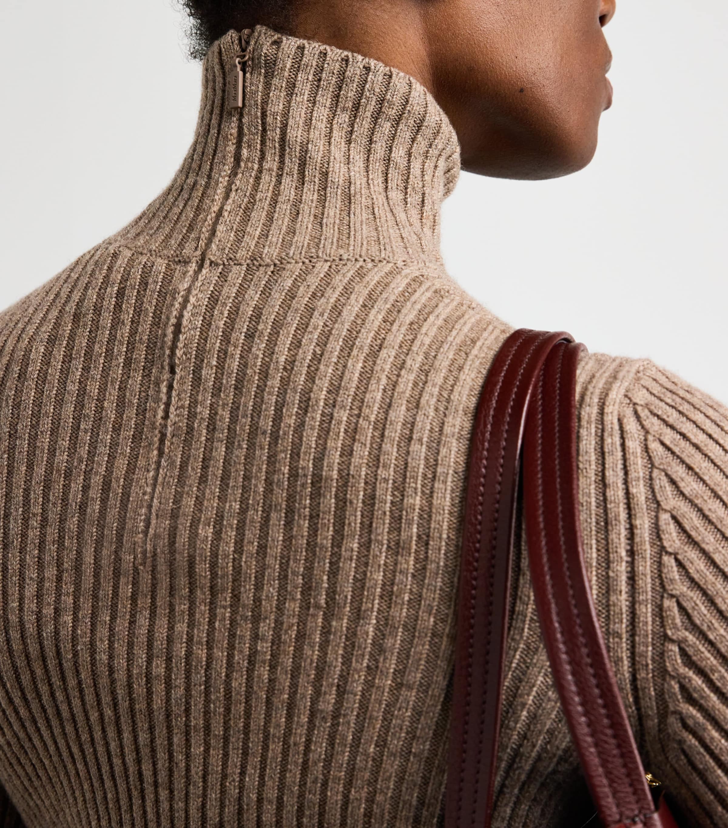 Wool-Blend Ribbed High-Neck Sweater HAZELNUT BROWN Image 6
