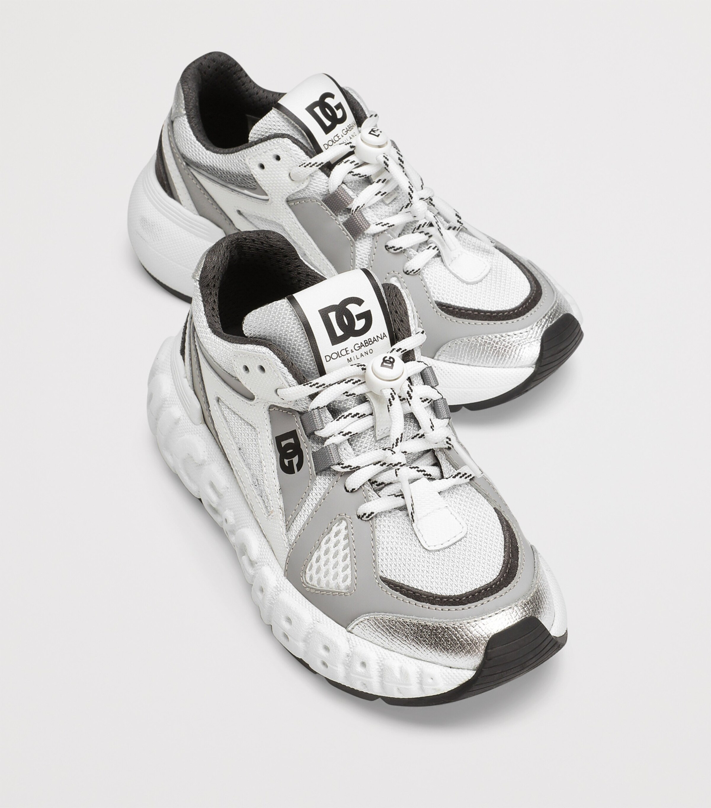 Mesh Drawstring Sneakers 8B849-GREY/WHIT Image 3