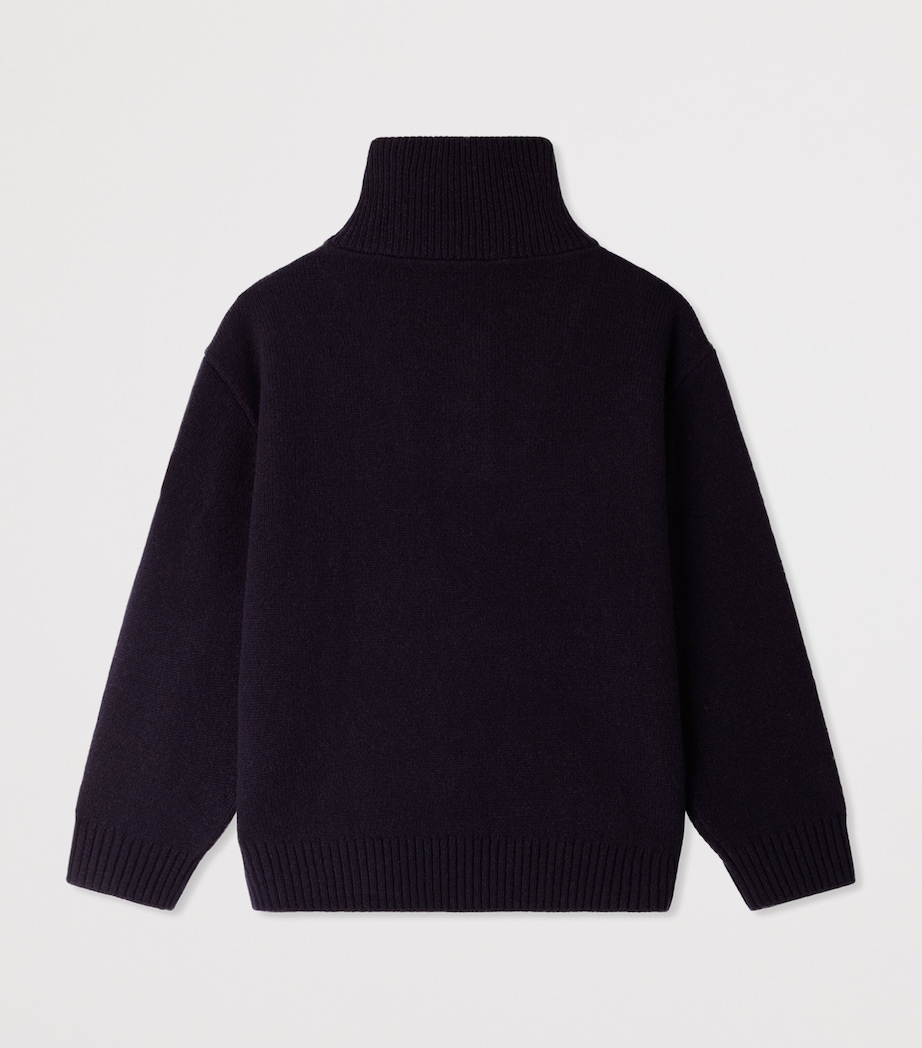 Bonpoint Wool Quarter-Zip Sweater (4-8 Years) Rayures Marine Image 2