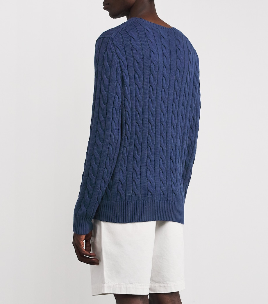 Cable-Knit Polo Pony Sweater NAVY Image 4