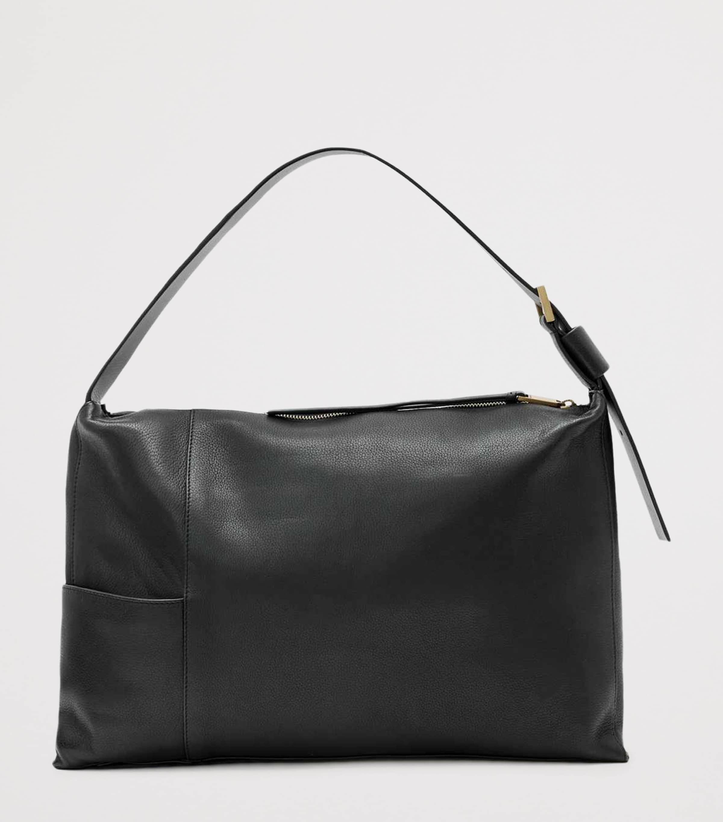AllSaints Leather Alba Shoulder Bag Black Image 5