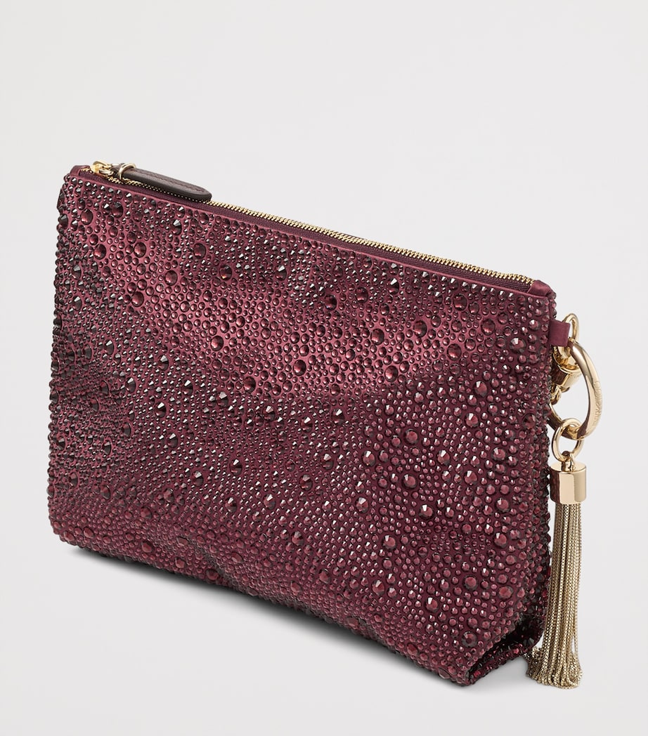 Callie Crystal-Embellished Satin Clutch Bag DEEP MERLOT/LIGHT GO Image 2