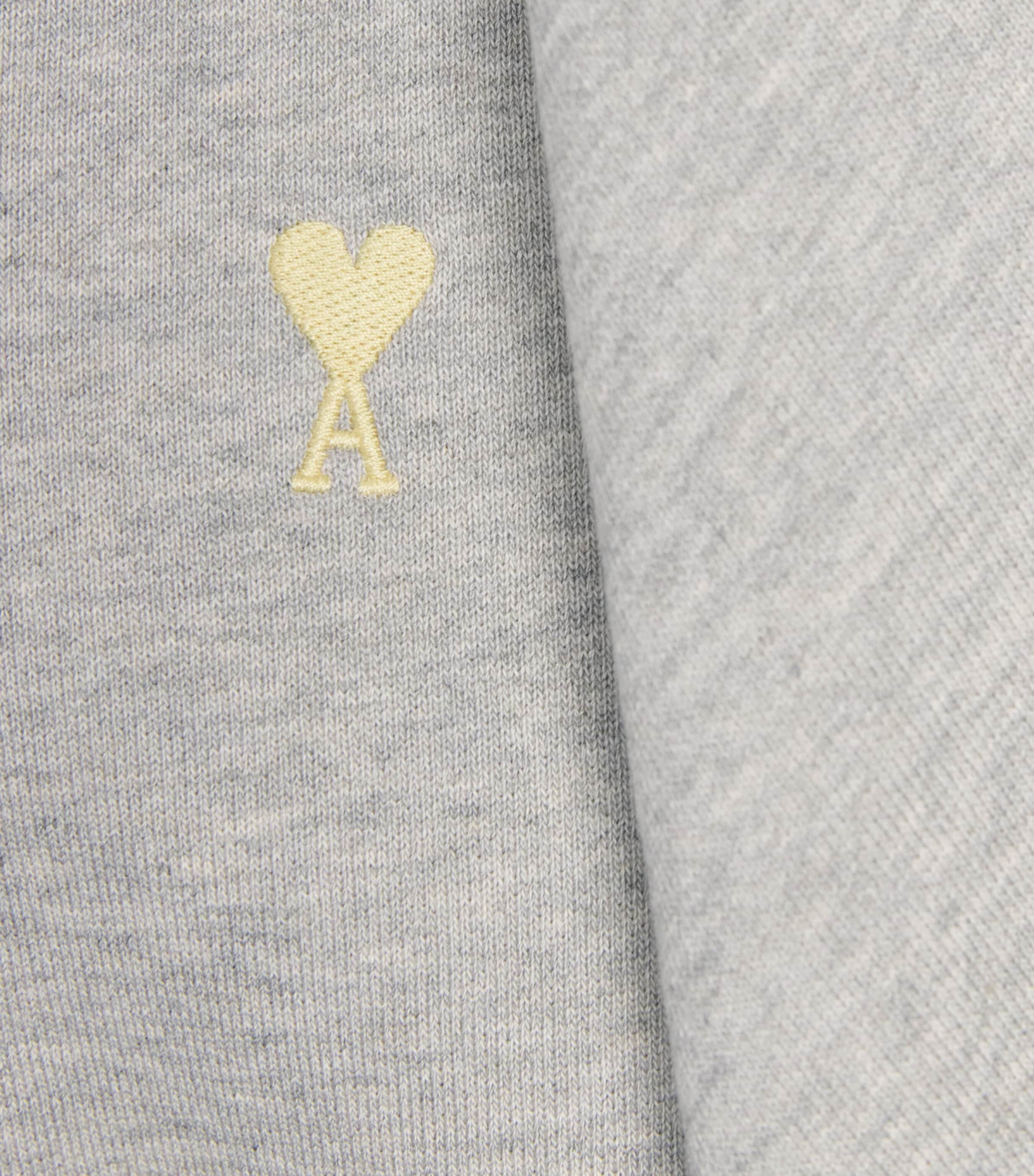 AMI Paris Mens Cotton Logo Quarter-Zip Sweatshirt Gris Chine Clair Image 6