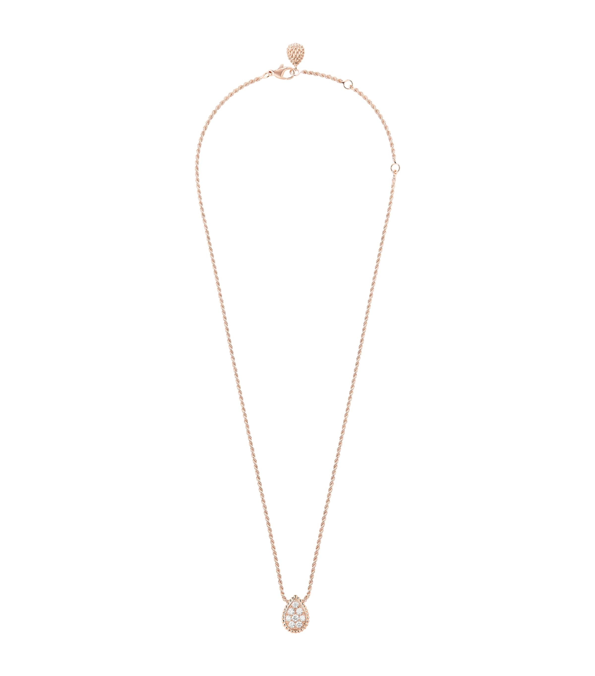 Boucheron 18kt Rose Gold Serpent Bohème Diamond Necklace In Pink