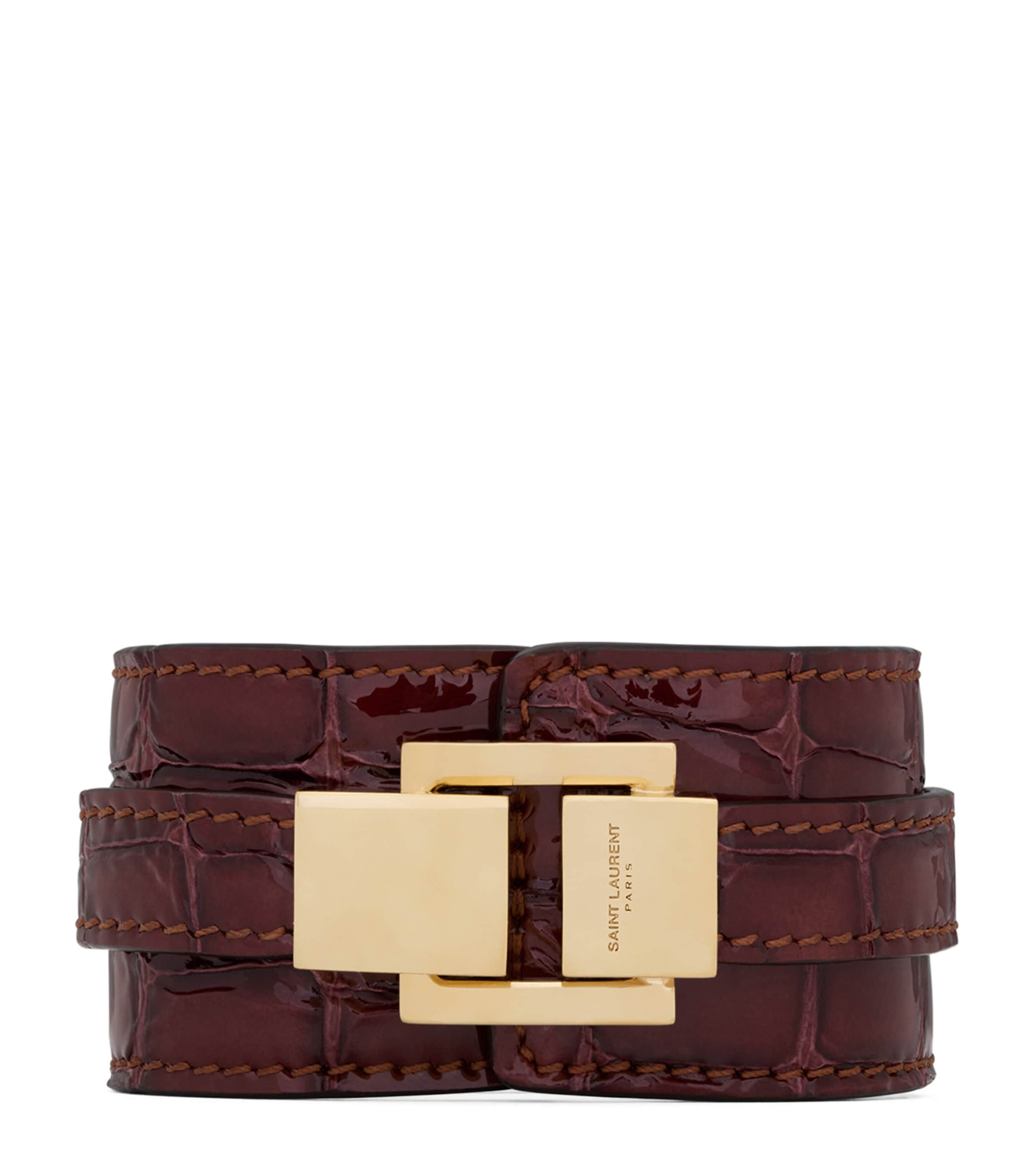 SAINT LAURENT LEATHER LE CARRÉ BRACELET 