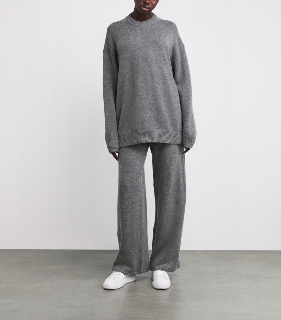 Cashmere Wide-Leg Trousers DARK HEATHER GREY Image 2