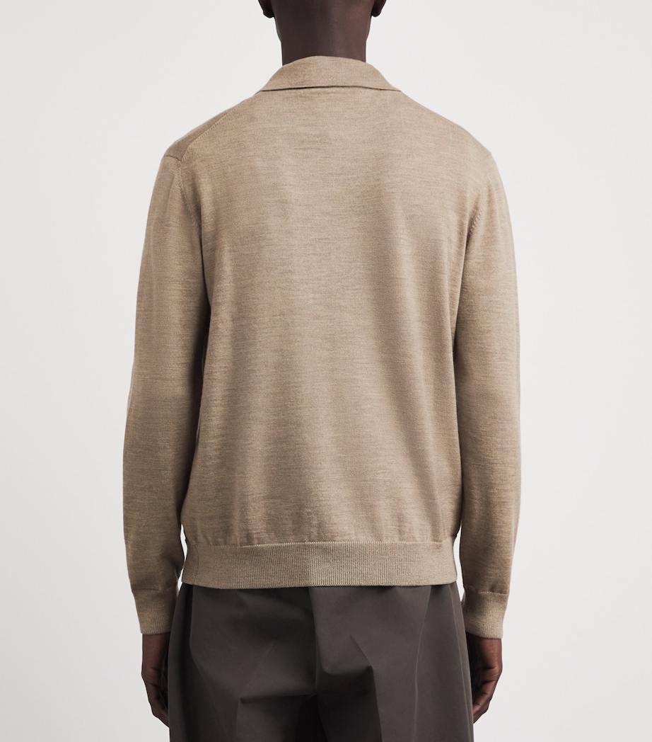 Yves Salomon Mens Wool Open-Collar Polo Shirt Corinthe Image 5