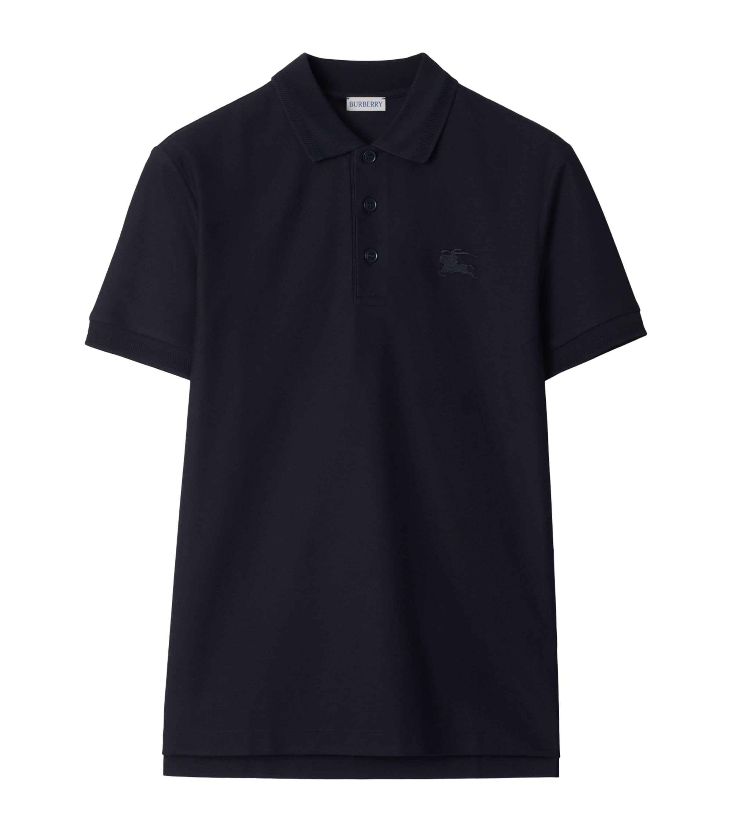 Burberry Embroidered Logo Polo Shirt In Blue