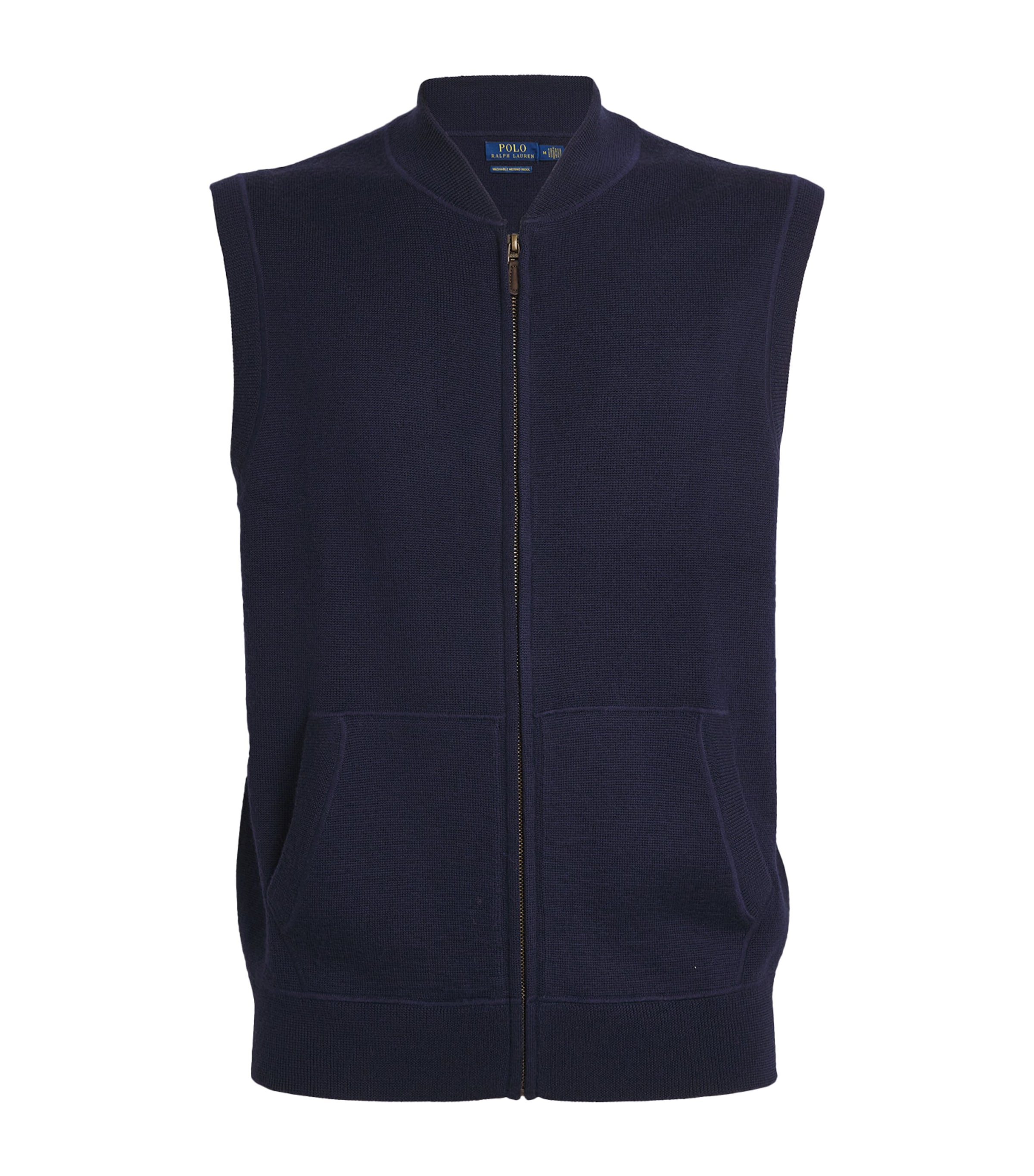 Polo Ralph Lauren Merino Zip-up Gilet In Blue