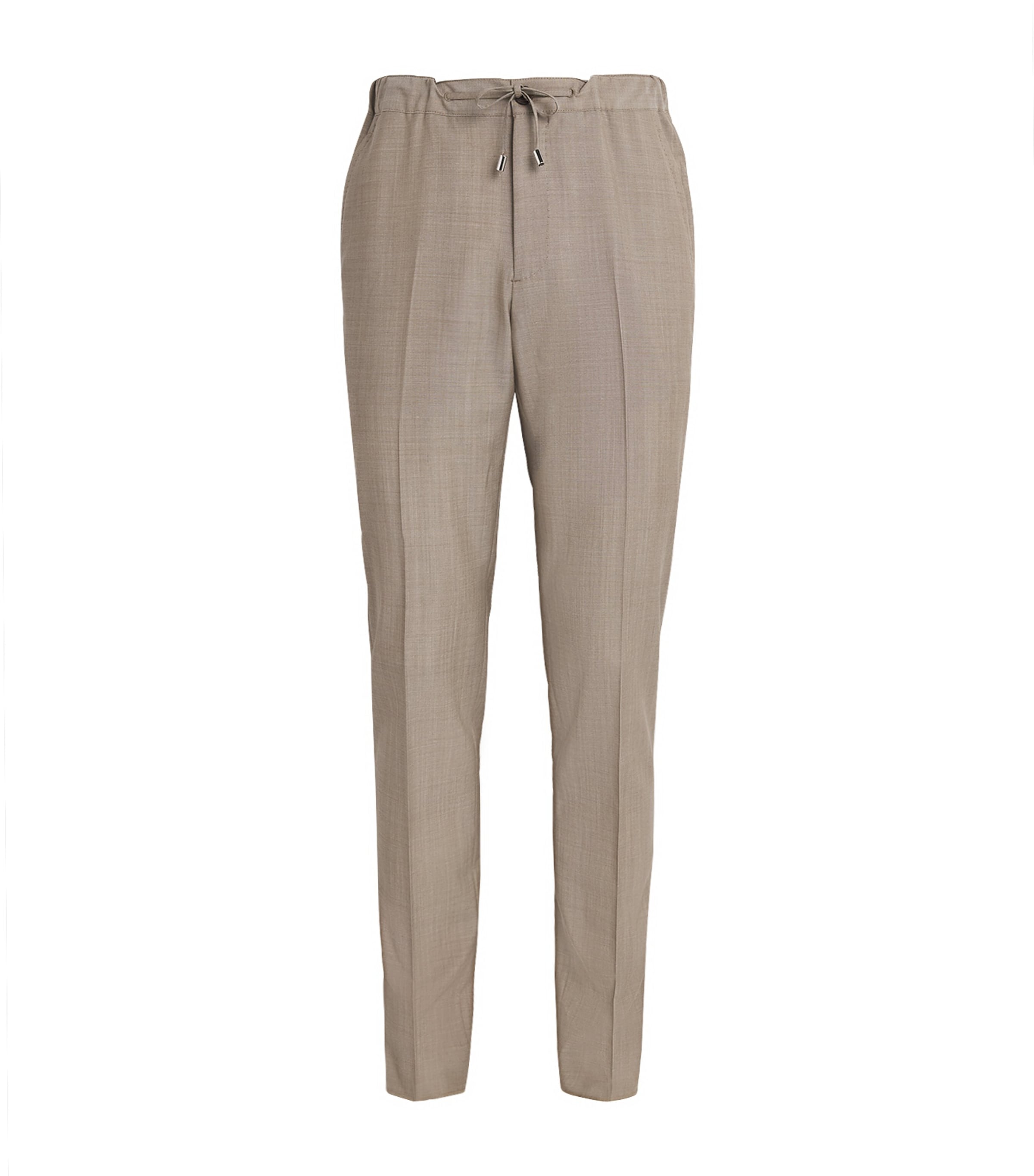 Fioroni Cashmere Virgin Wool-mohair Drawstring Trousers In Neutral